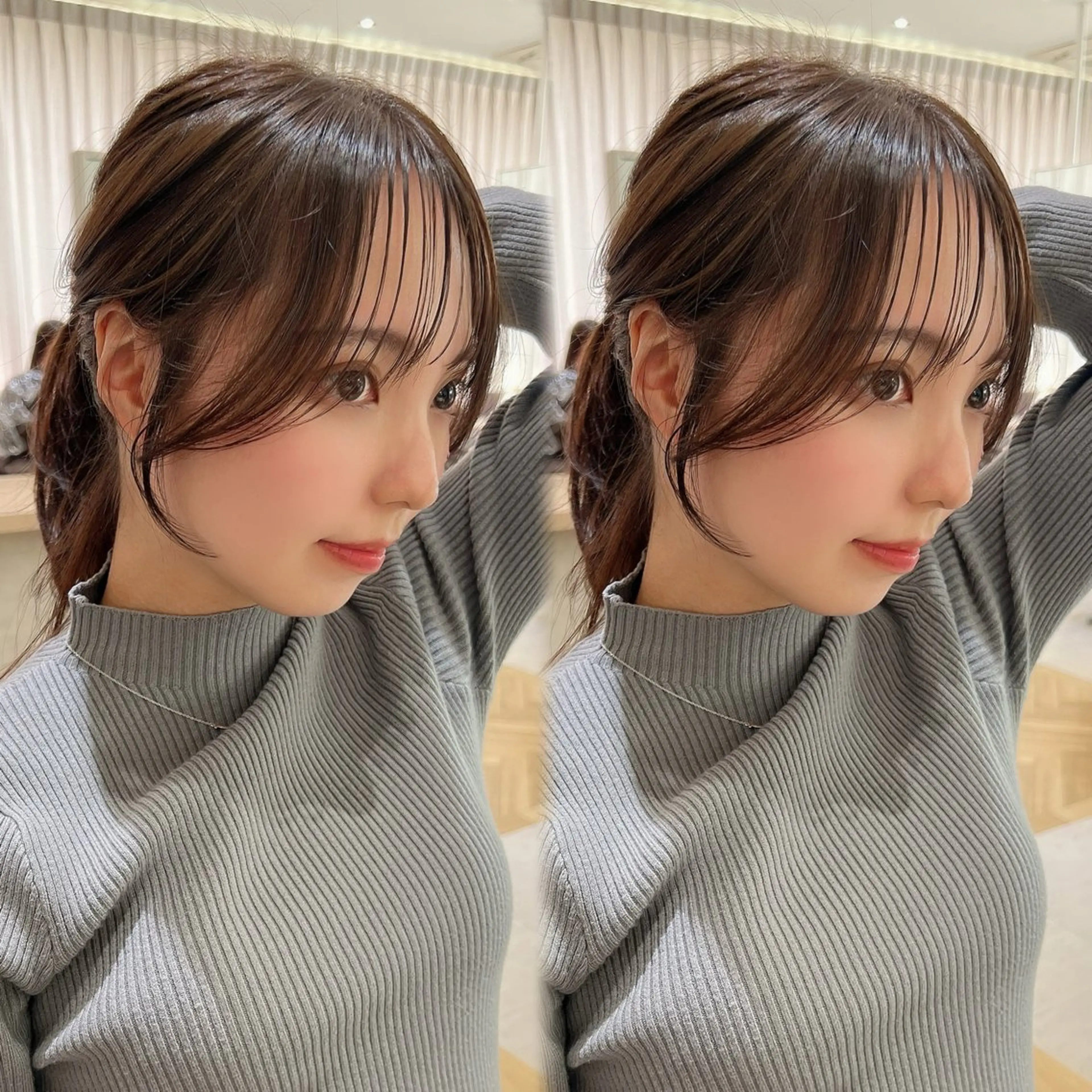 【🍑1日先着1名様限定🍑 】韓国🇰🇷顔周りカット➕ワンカラー➕クイックトリートメント🧡【レイヤー/小顔】の写真