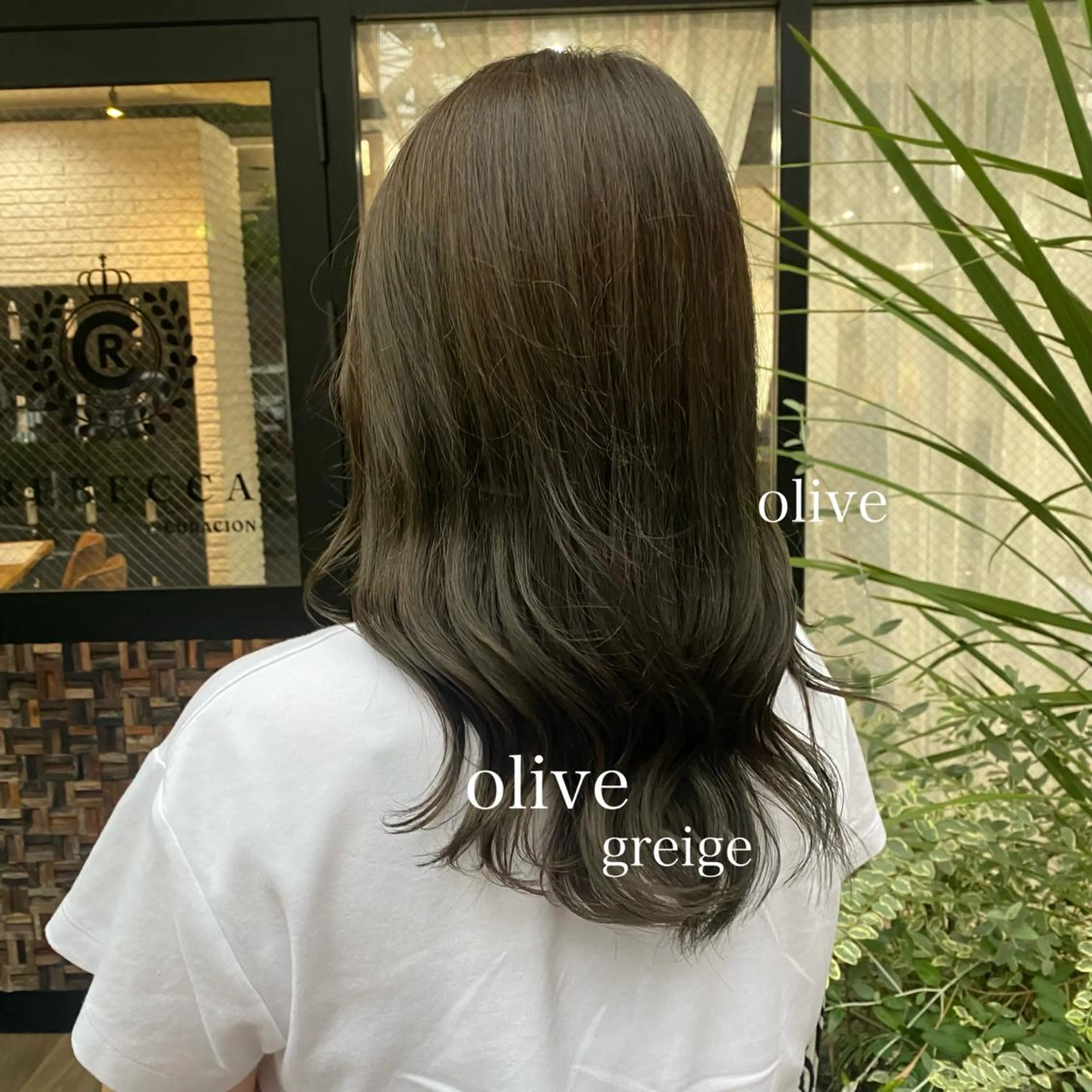 セミロング カラー ヘアアレンジ オリーブカラー あおい 🍒暖色カラーのヘアスタイル