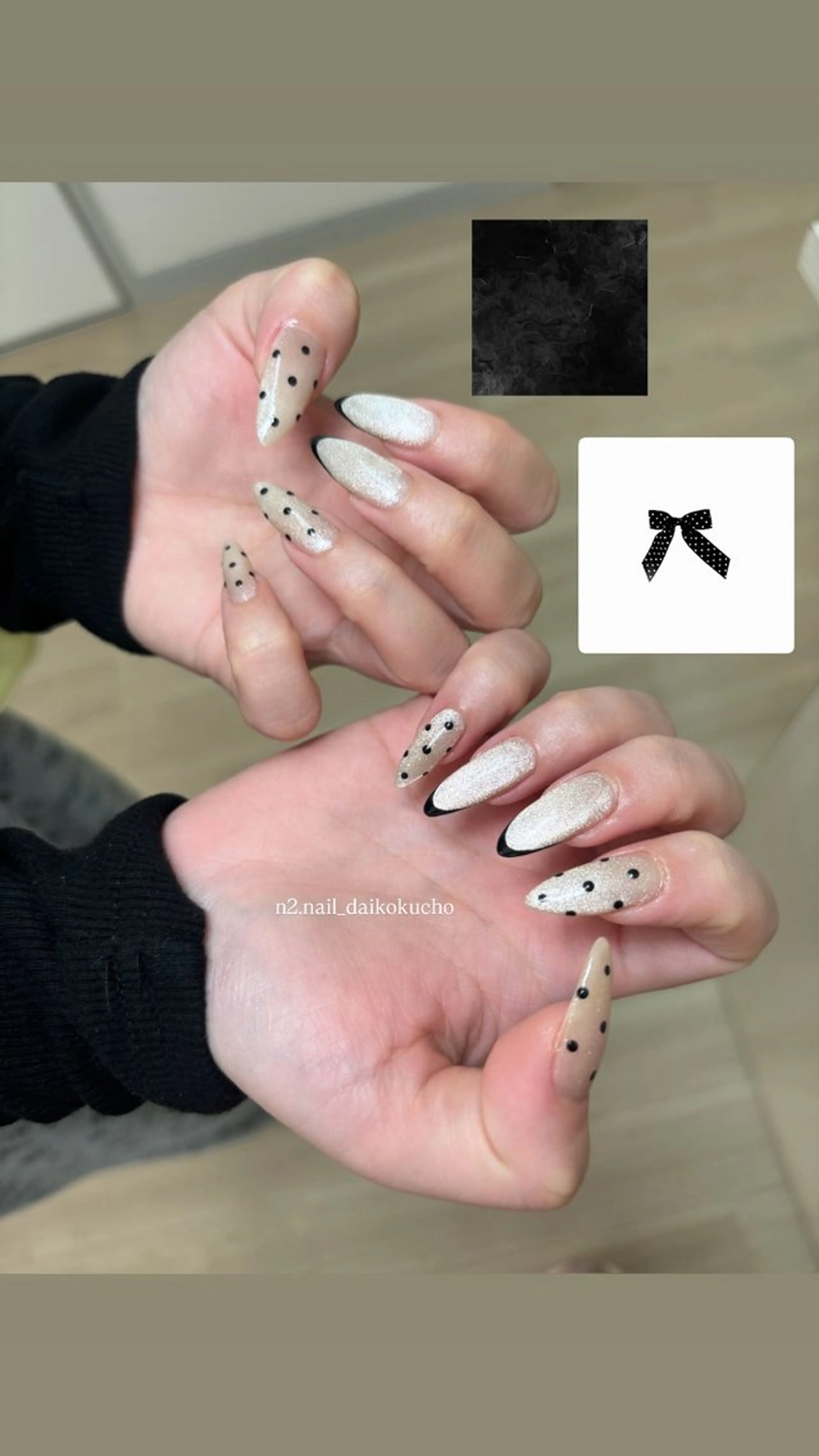 ネイル アートネイル ドット フレンチネイル 韓国ネイル ロングネイル N2 nailのネイルデザイン