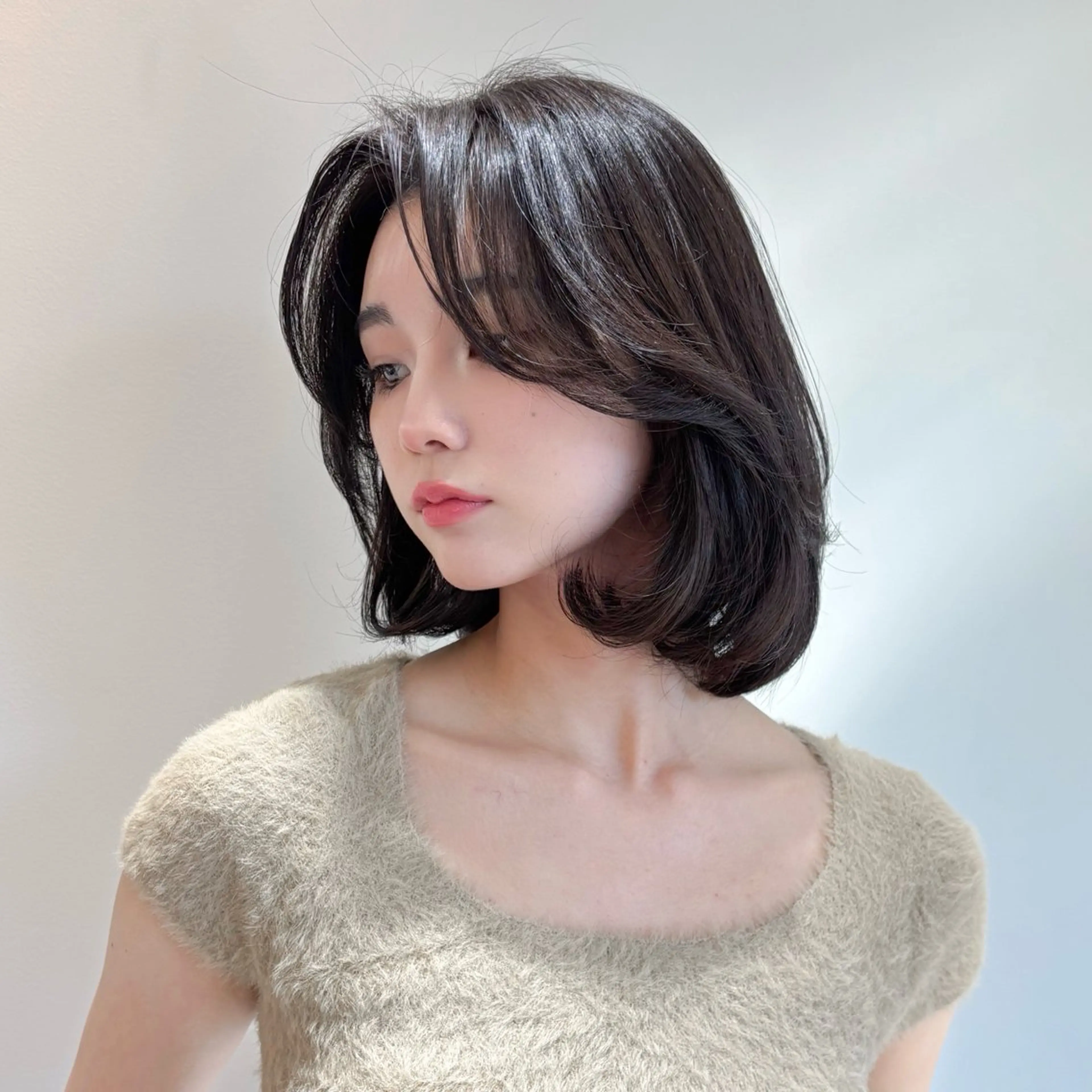 ミディアム ミディアムパーマ ボブ 顔周りカット 髪質改善 タンバルモリ カット トリートメント 原宿/韓国レイヤー ボブ/顔周りYasuのヘアスタイル