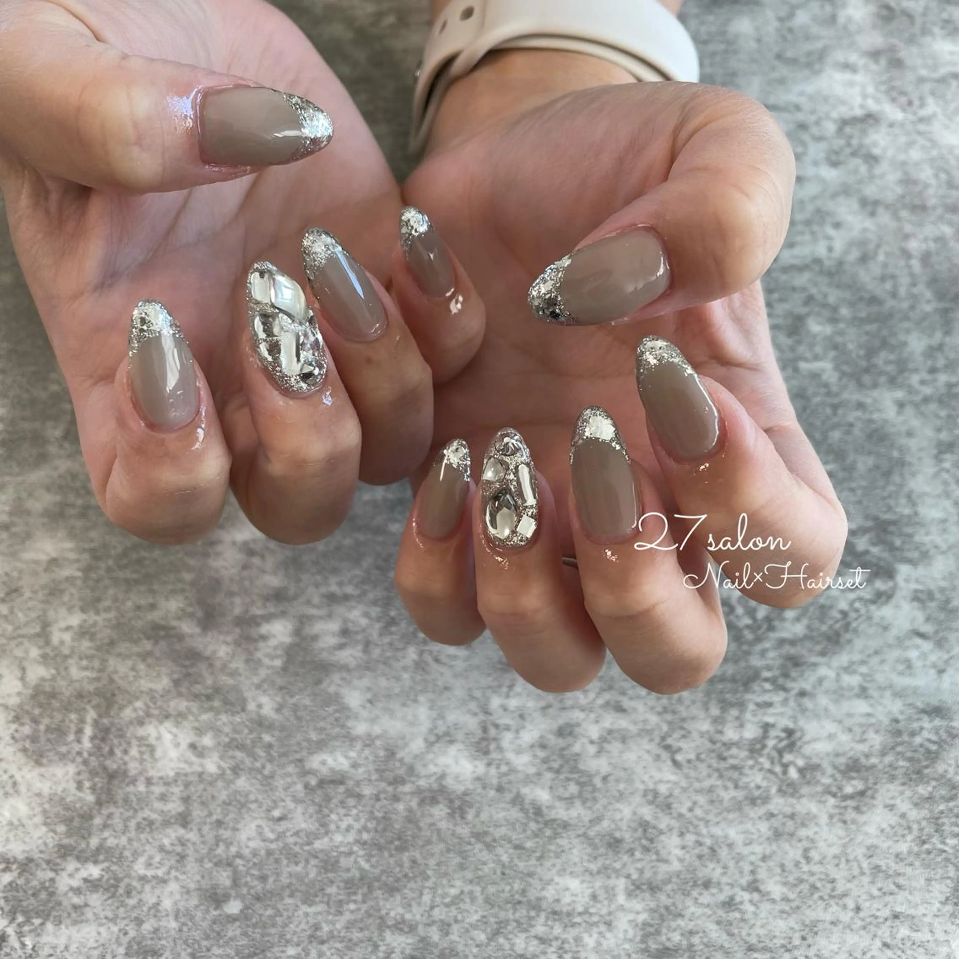 ネイル フレンチネイル ガラスフレンチ 27salon yuinaのネイルデザイン