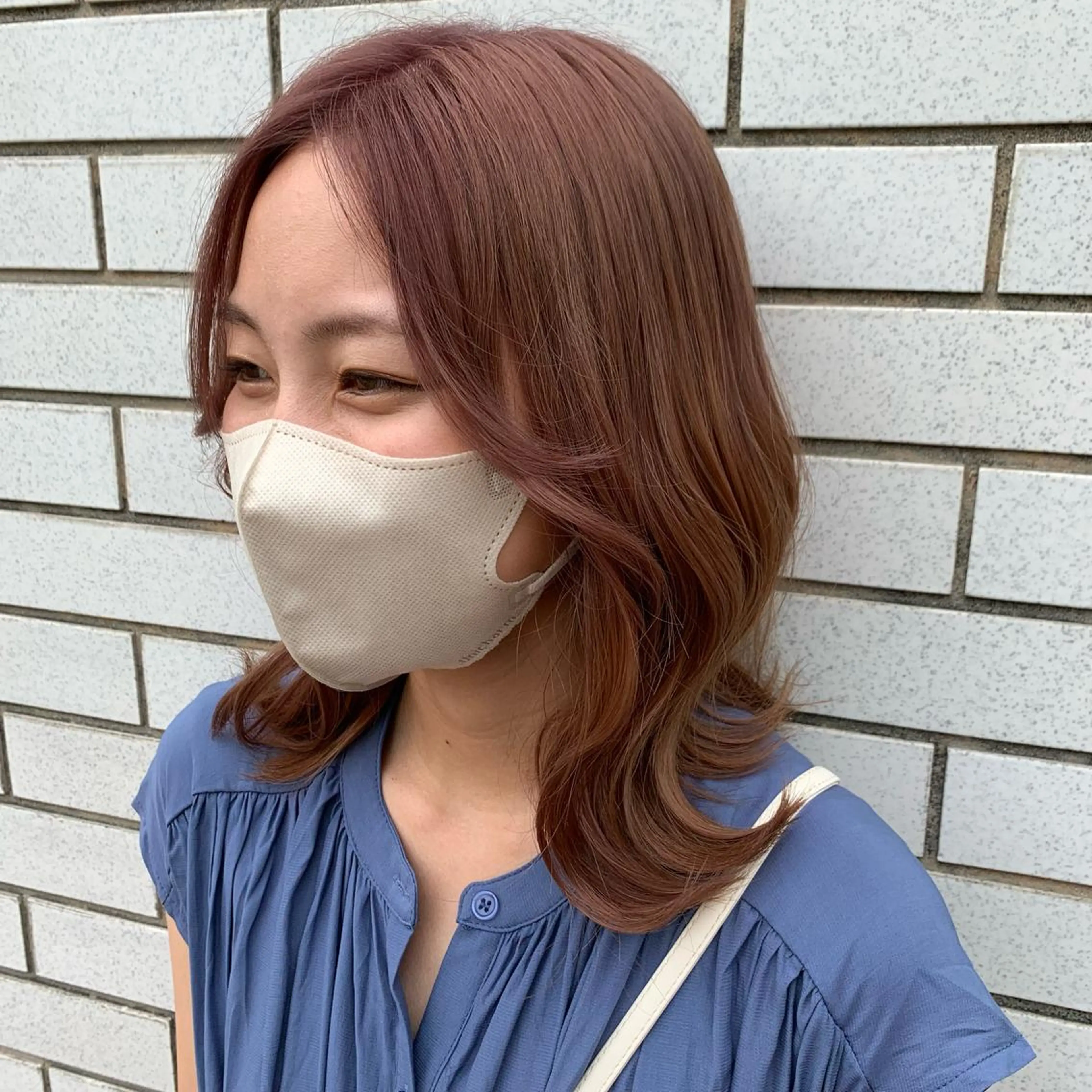 セミロング カラー ブリーチ オレンジ ピンクカラー エギョモリ 韓国風ヘア 小顔レイヤー/ 透明感カラー/増田のヘアスタイル