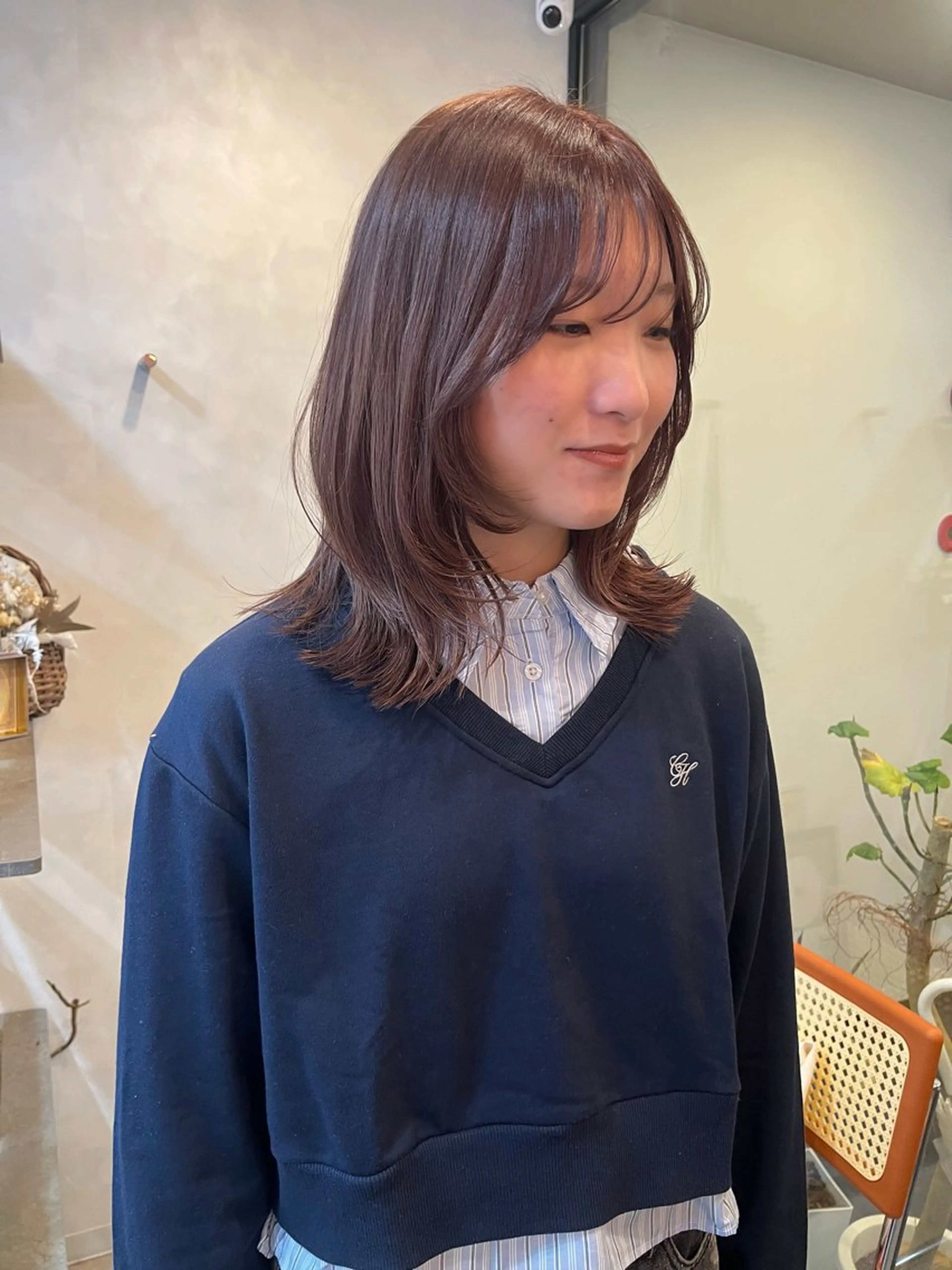 ミディアム カラー ベージュカラー ラベンダーカラー カット ヘアカラー トリートメント 髪質改善/レイヤー/ ボブ/磯野史歩のヘアスタイル