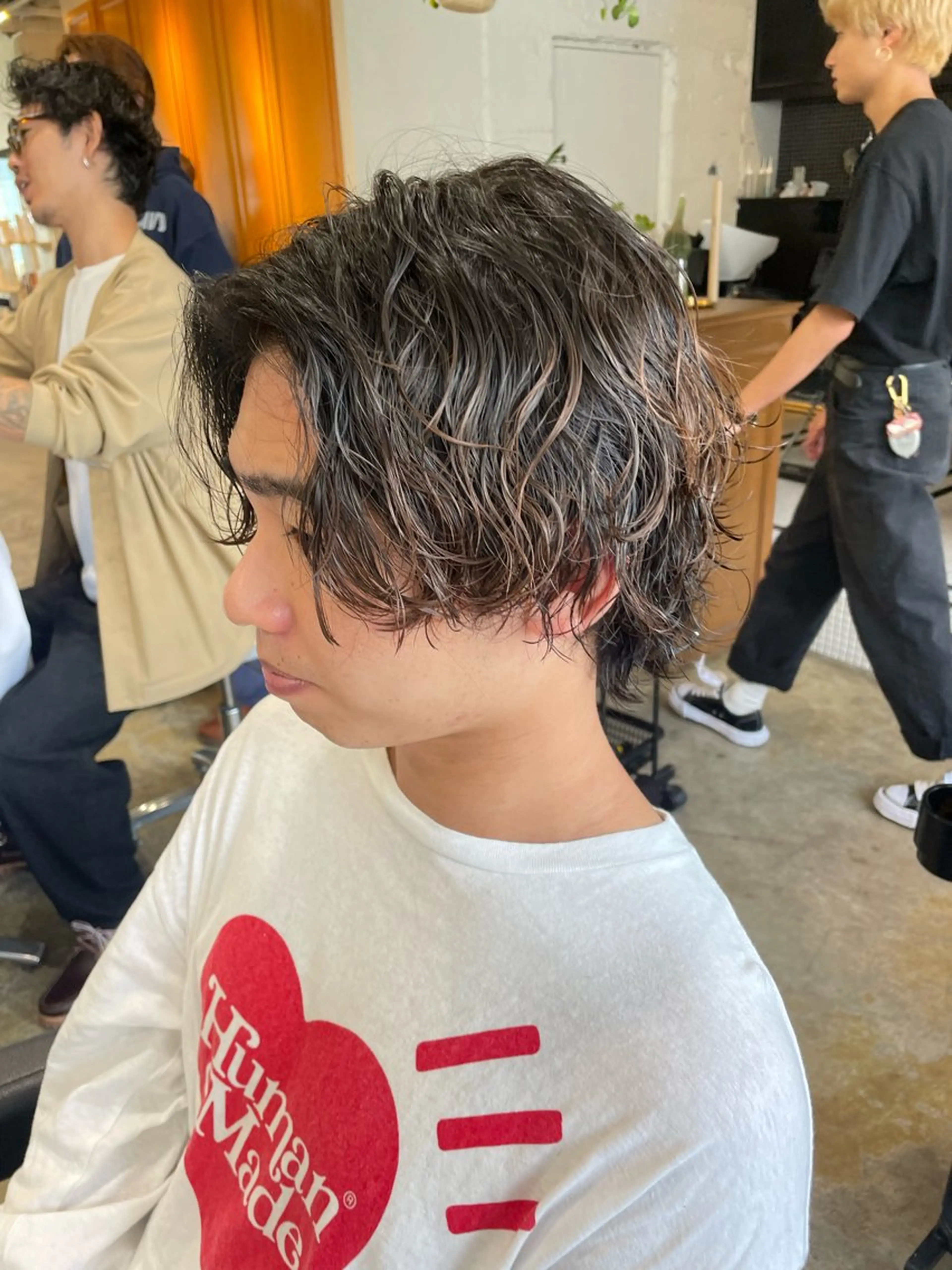 ミディアム パーマ メンズ RIN/韓国ヘア レイヤーカットのヘアスタイル