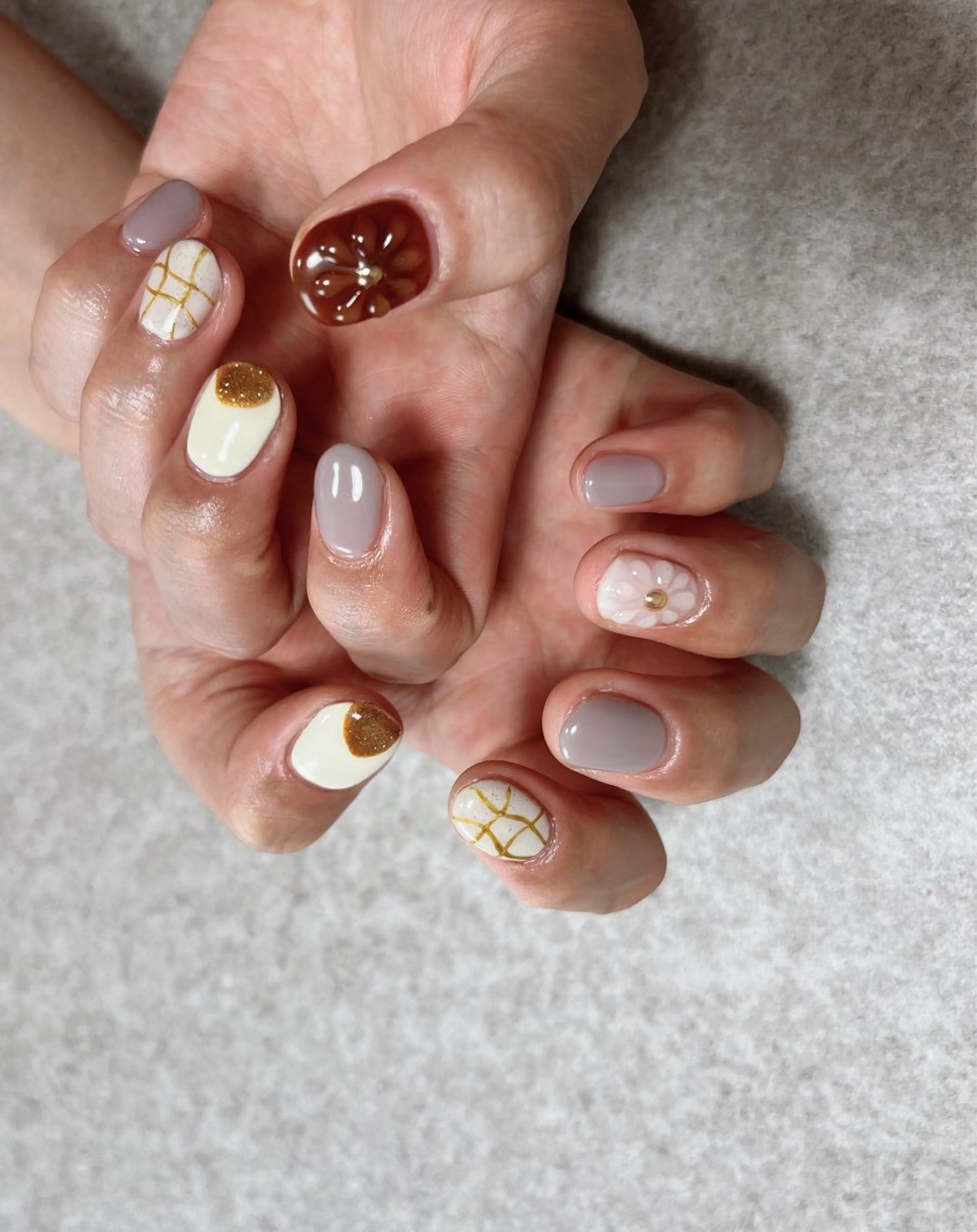 ネイル フラワーネイル ぷっくりネイル ハンドネイル rana プライベートサロンのネイルデザイン
