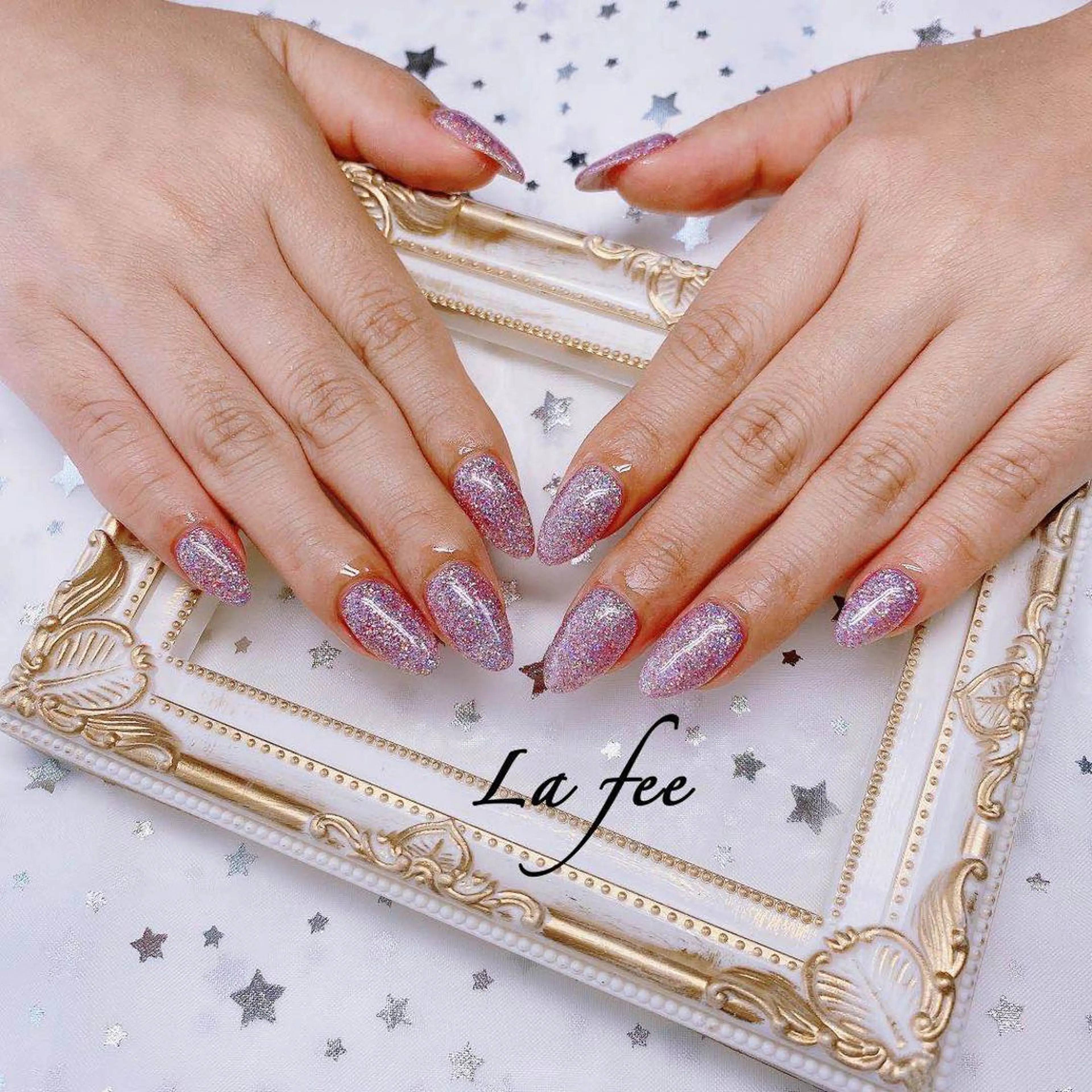 ネイル キラキラネイル ラメ(グリッター) ピンク La feeのネイルデザイン