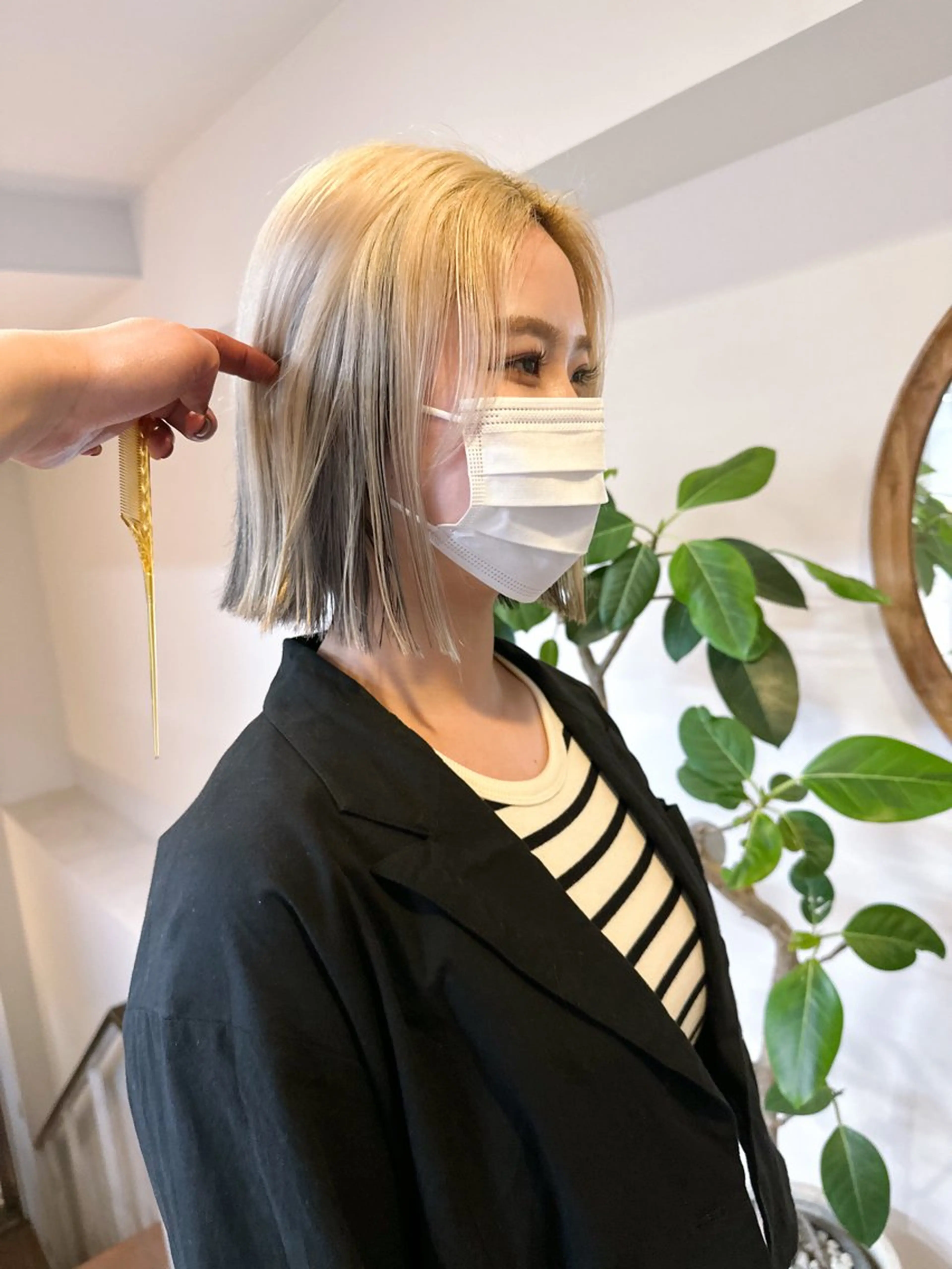 ミディアム カラー 抜きっぱなしブロンド ブロンド Cinq所属・ハイライト🌟/ ボブ/豊田のヘアスタイル