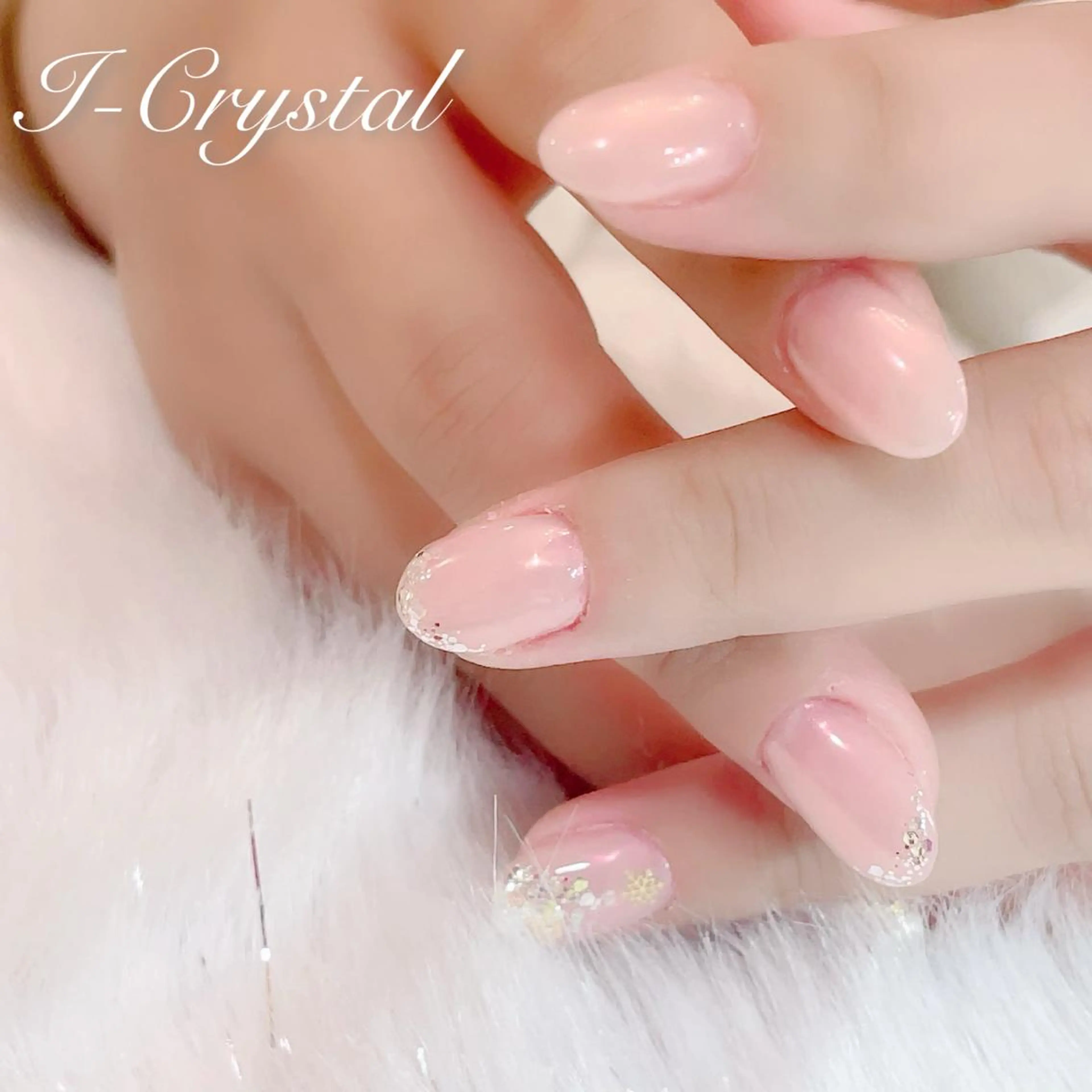 ネイル フレンチネイル ガラスフレンチ ミラーネイル ピンク NailSalon  I-Crystal所属・中村 郁美のネイルデザイン