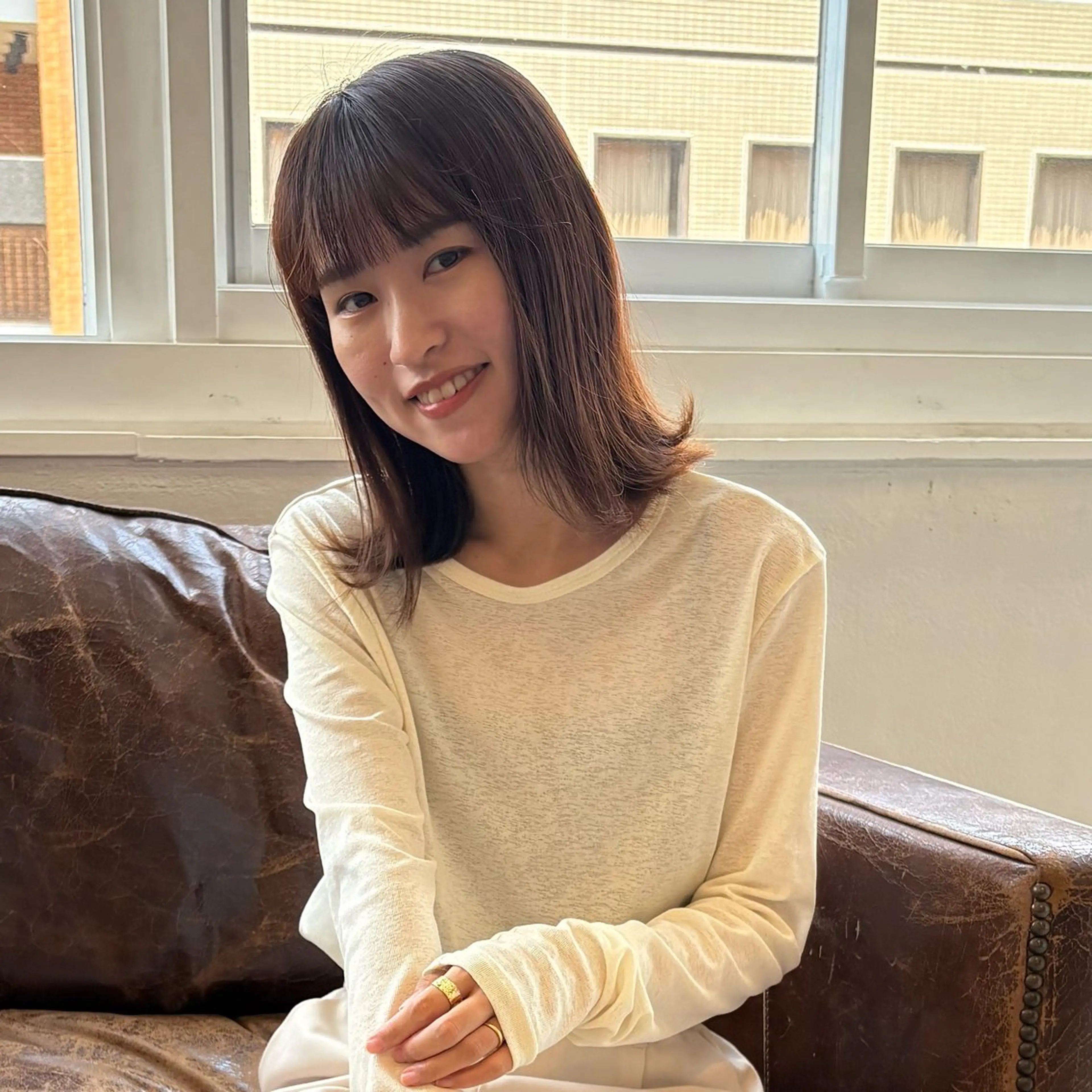 ミディアム アッシュ アッシュブラウン カット ヘアカラー トリートメント 髪質改善/ 透明感/rinaのヘアスタイル