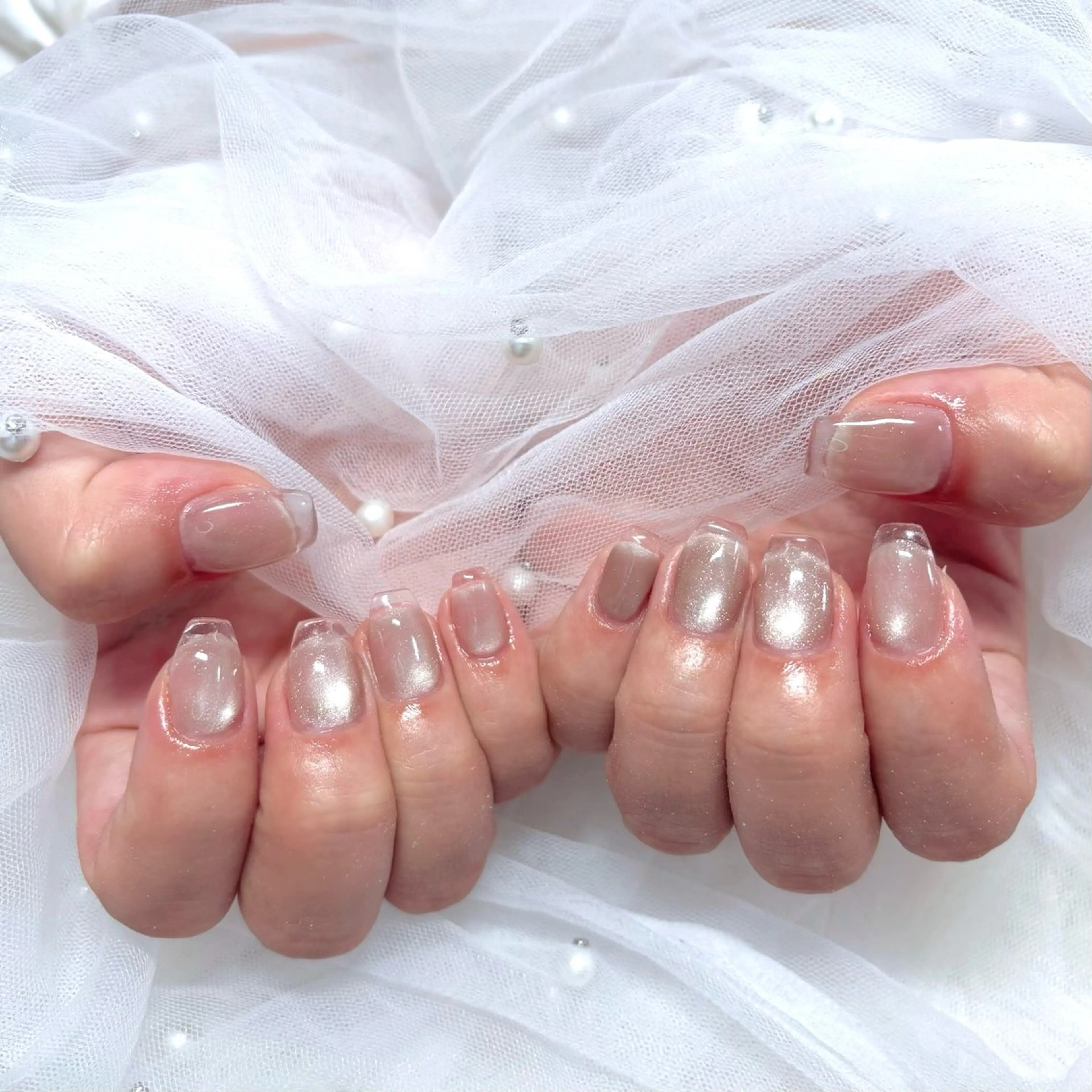 ネイル クリアネイル フレンチネイル キラキラネイル マグネットネイル シンプルネイル ハンドネイル Noix nailのネイルデザイン