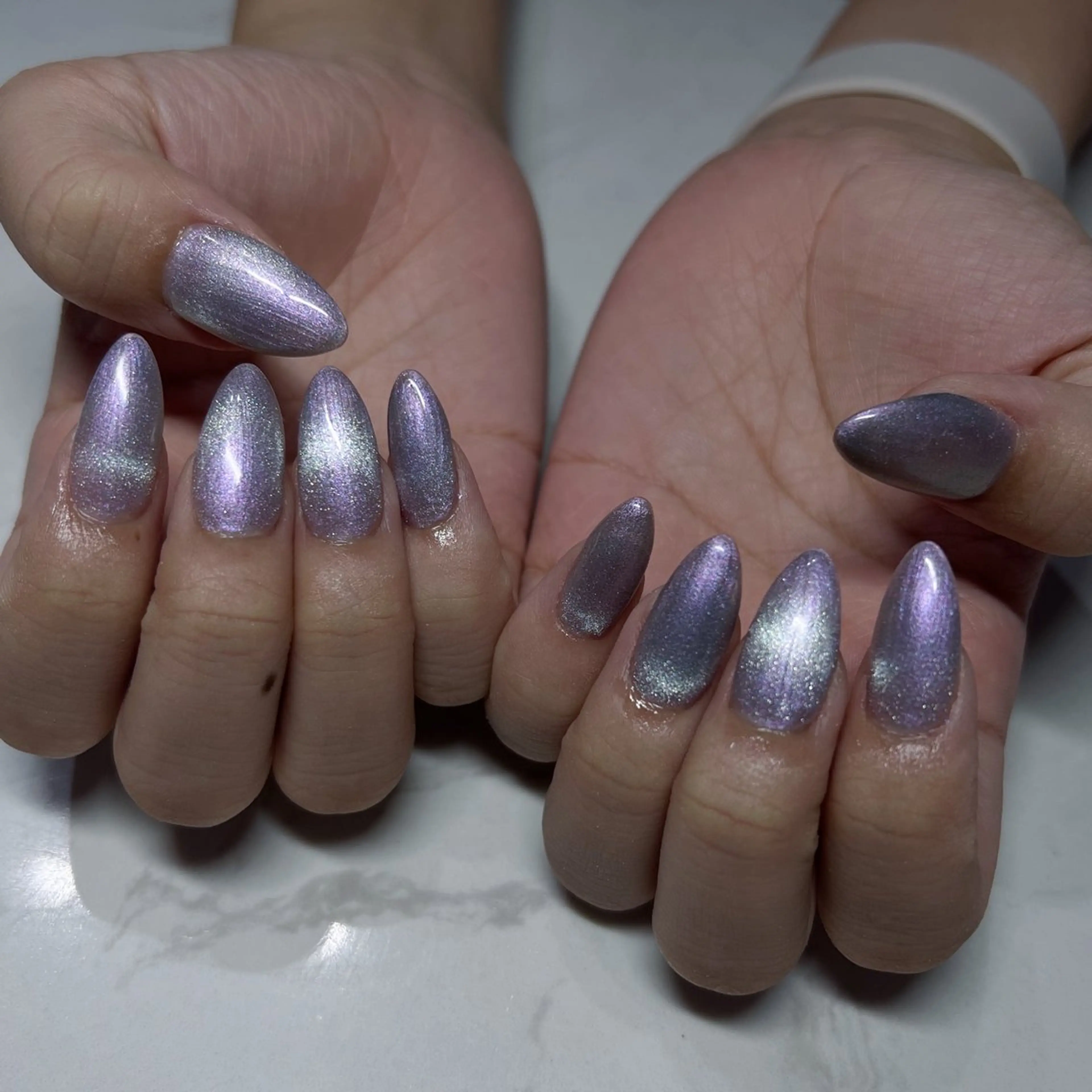 ネイル アートネイル オーロラネイル フットネイル 韓国ネイル ロングネイル Yudia Minoriのネイルデザイン