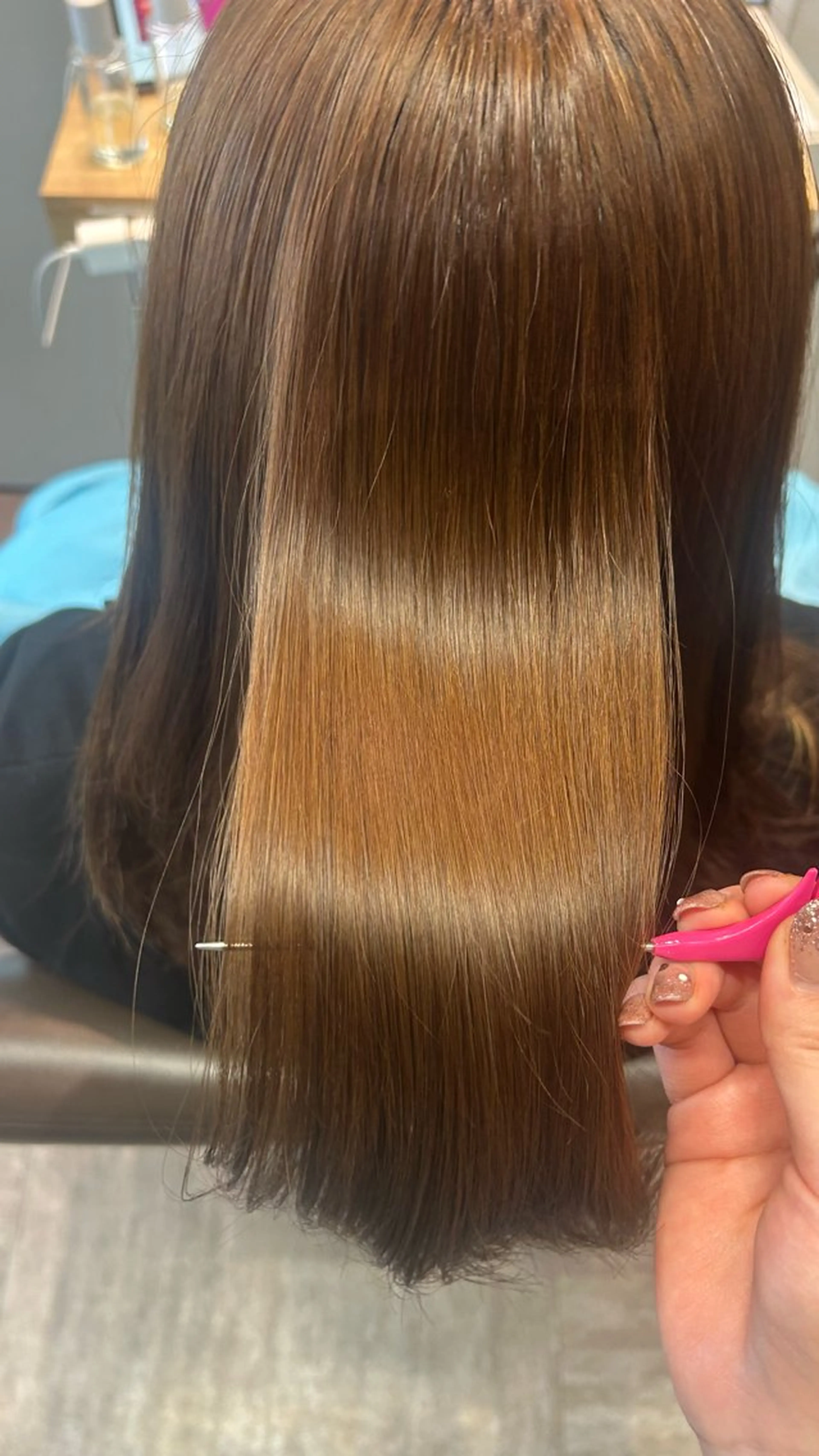 セミロング 伸ばしかけ 縮毛矯正 縮毛矯正 トリートメント 透明感カラー/縮毛/ chino🍀のヘアスタイル