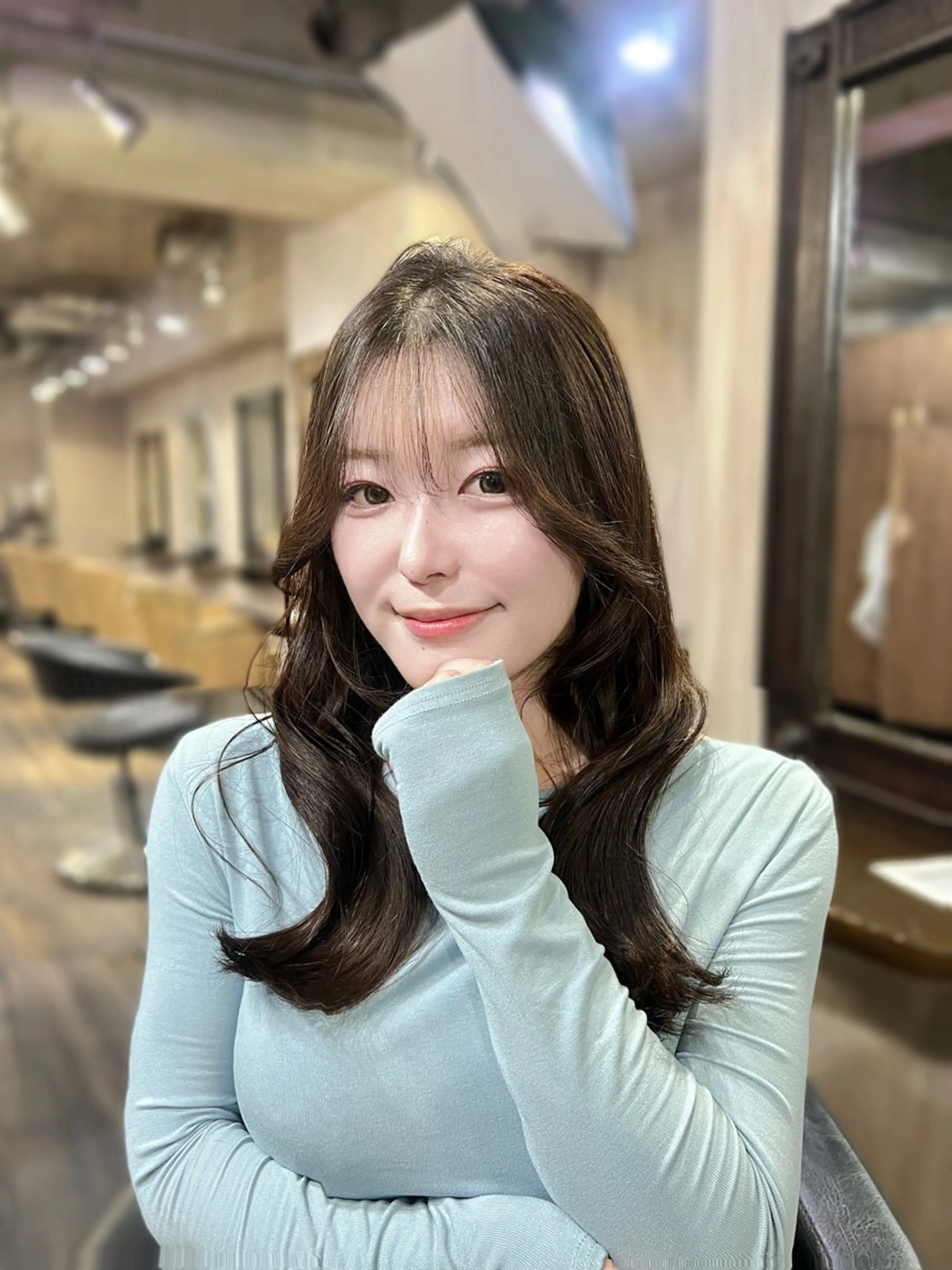 セミロング カラー 顔周りカット レイヤーカット HAIR SALON M Fes 池袋所属・韓国風艶髪✨ 高松静香☑️のヘアスタイル