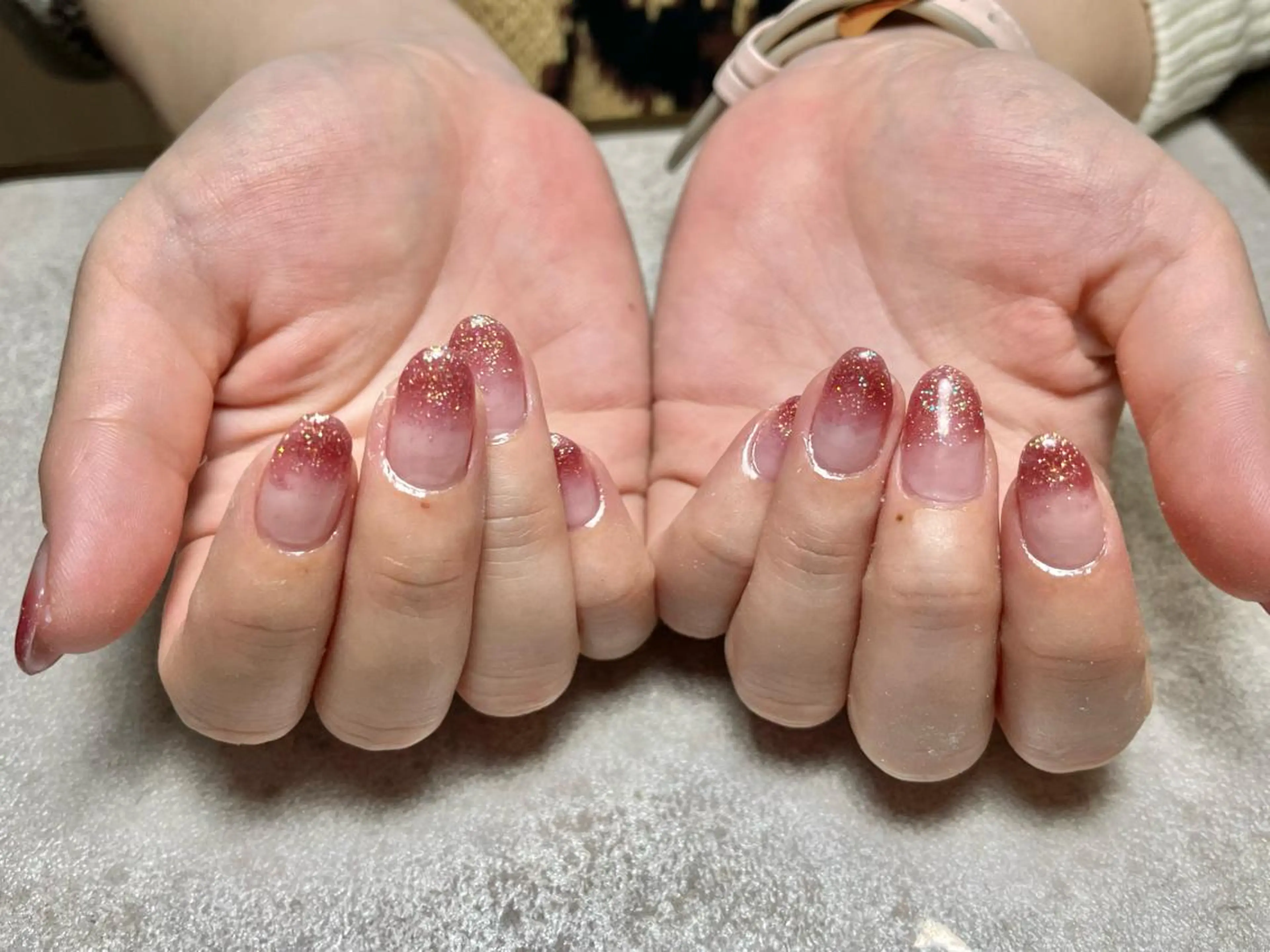 ネイル ジェルネイル グラデーション 氷ネイル・うるうるネイル キラキラネイル ラメ(グリッター) BLANCEnail所属・BLANCnail yuuのネイルデザイン