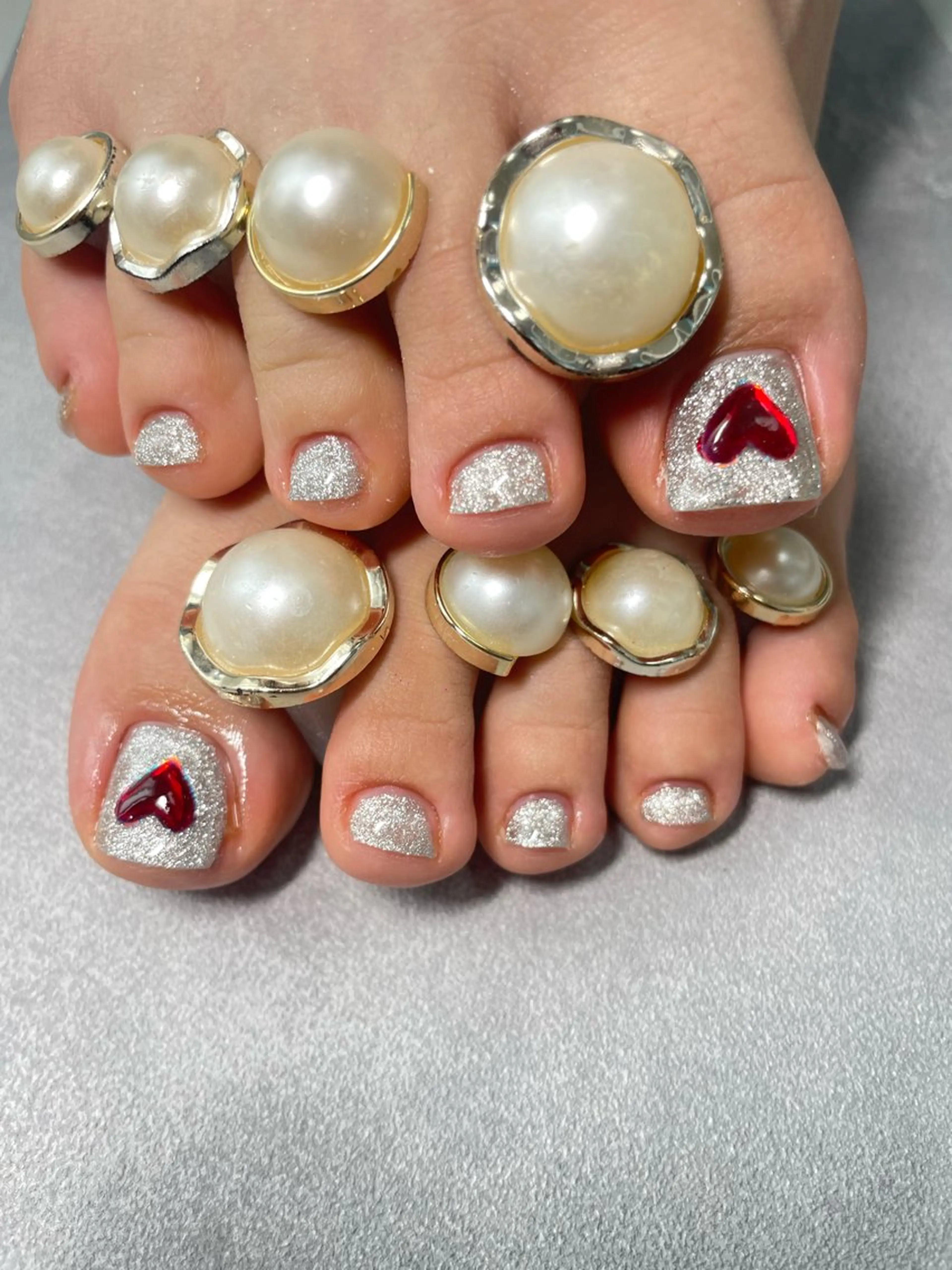 ネイル フットネイル ハート ぷっくりネイル はるひな ねいるのネイルデザイン