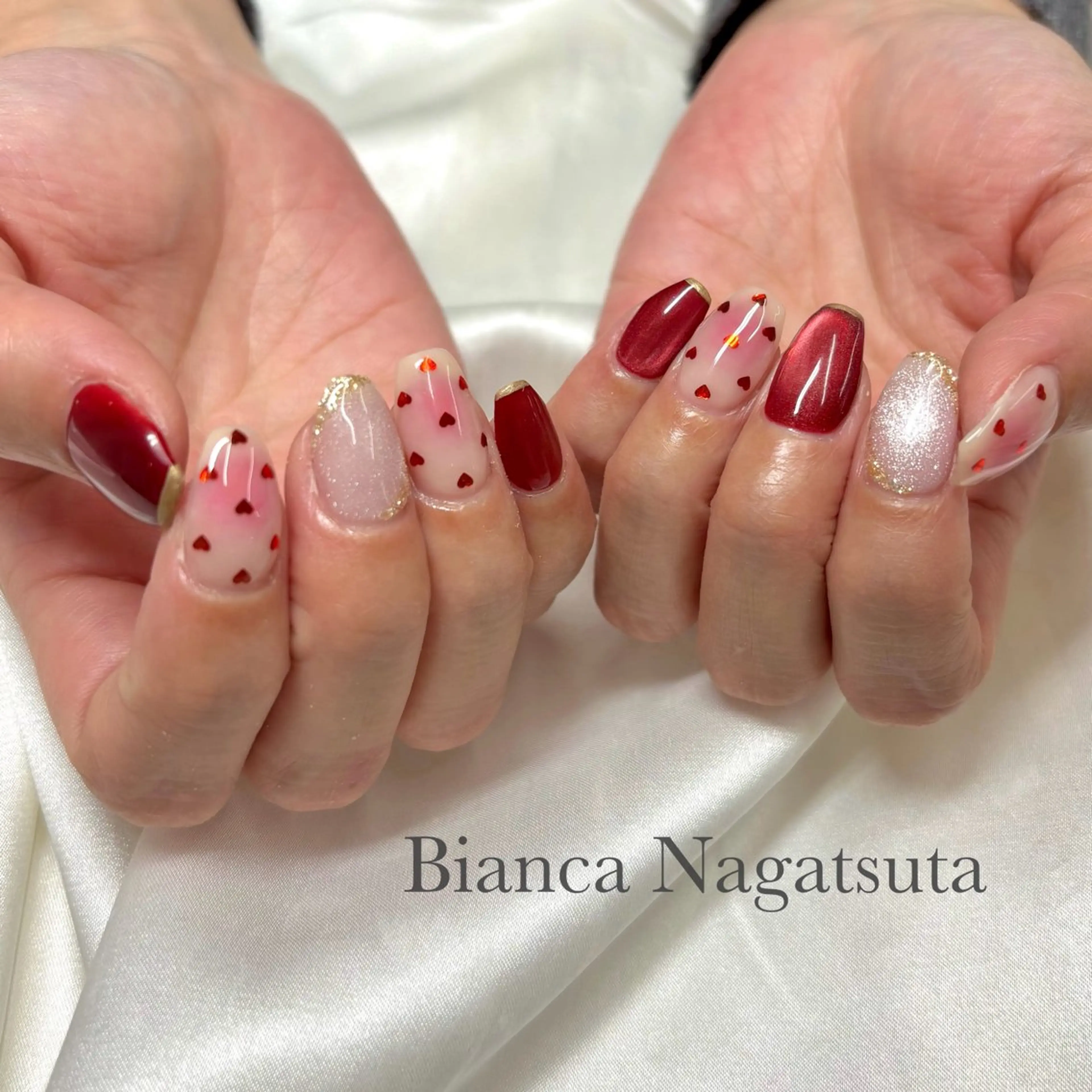 ネイル ハート バレンタイン Bianca 長津田　松原･*°☆のネイルデザイン