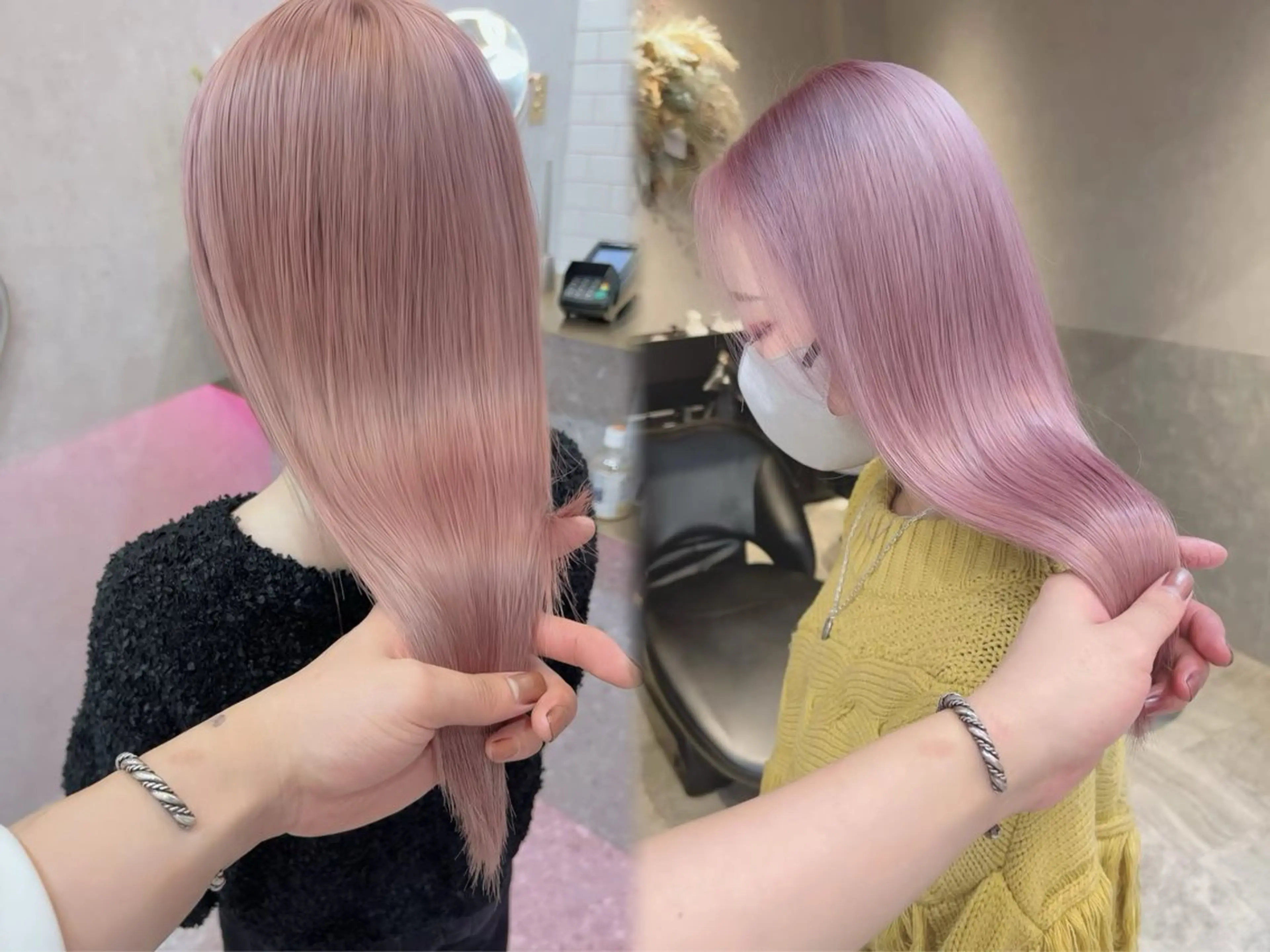 ロング カラー ブリーチ ピンクカラー カット ヘアカラー トリートメント 似合わせカラー× ウルフカット/ホマレのヘアスタイル