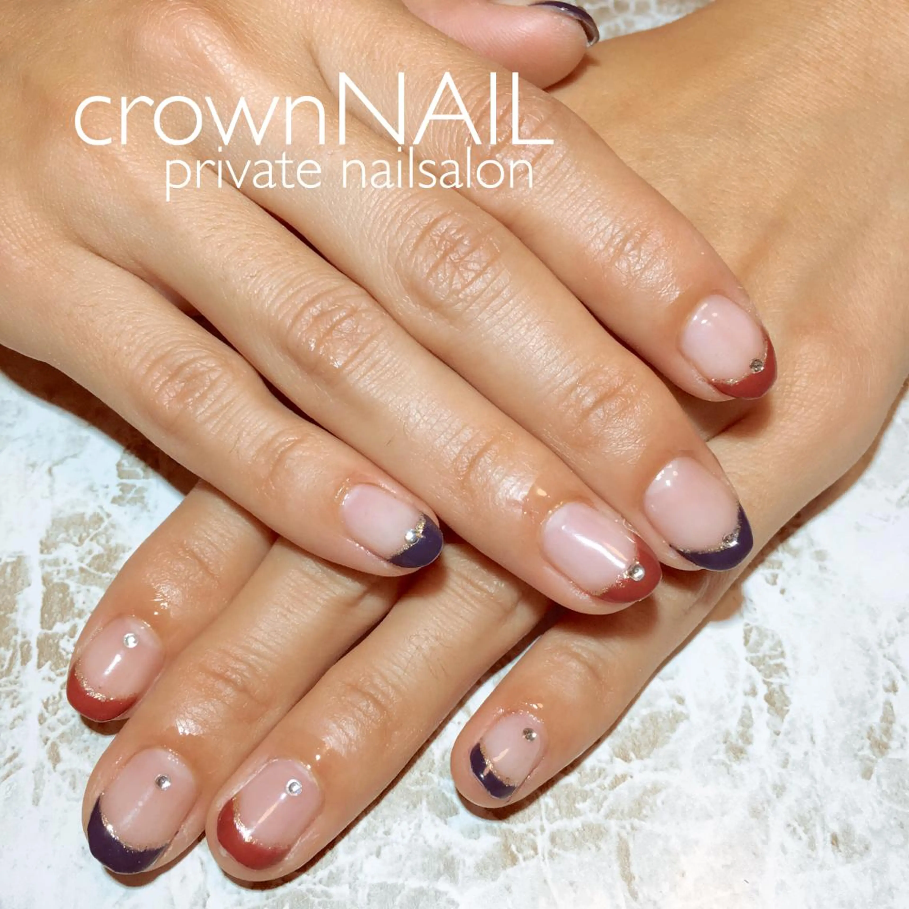 ネイル ボルドー フレンチネイル ネイビー ensowa✱laf NAILのネイルデザイン