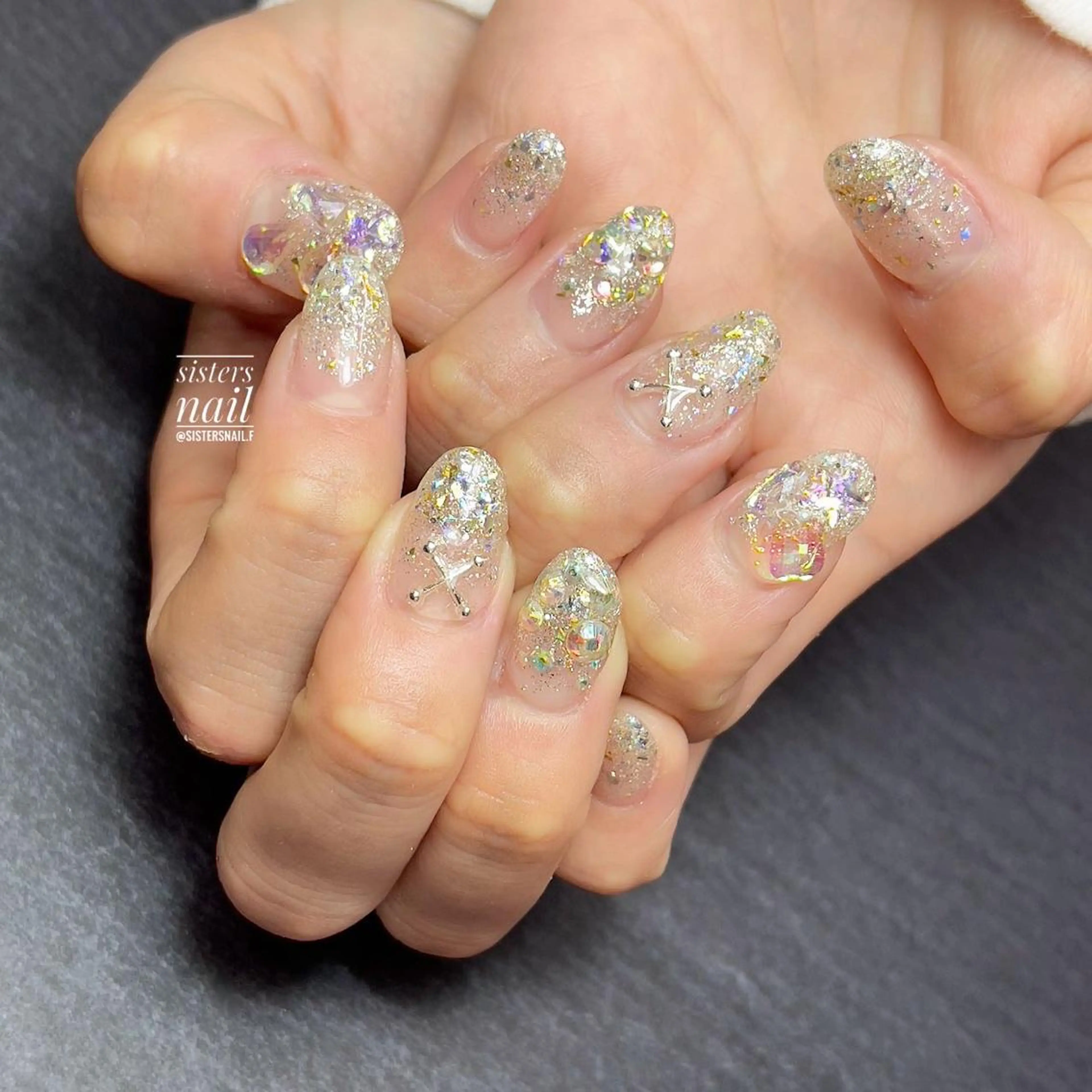 ネイル アートネイル ジェルネイル キラキラネイル 韓国ネイル ラメ(グリッター) sisters nail.fのネイルデザイン