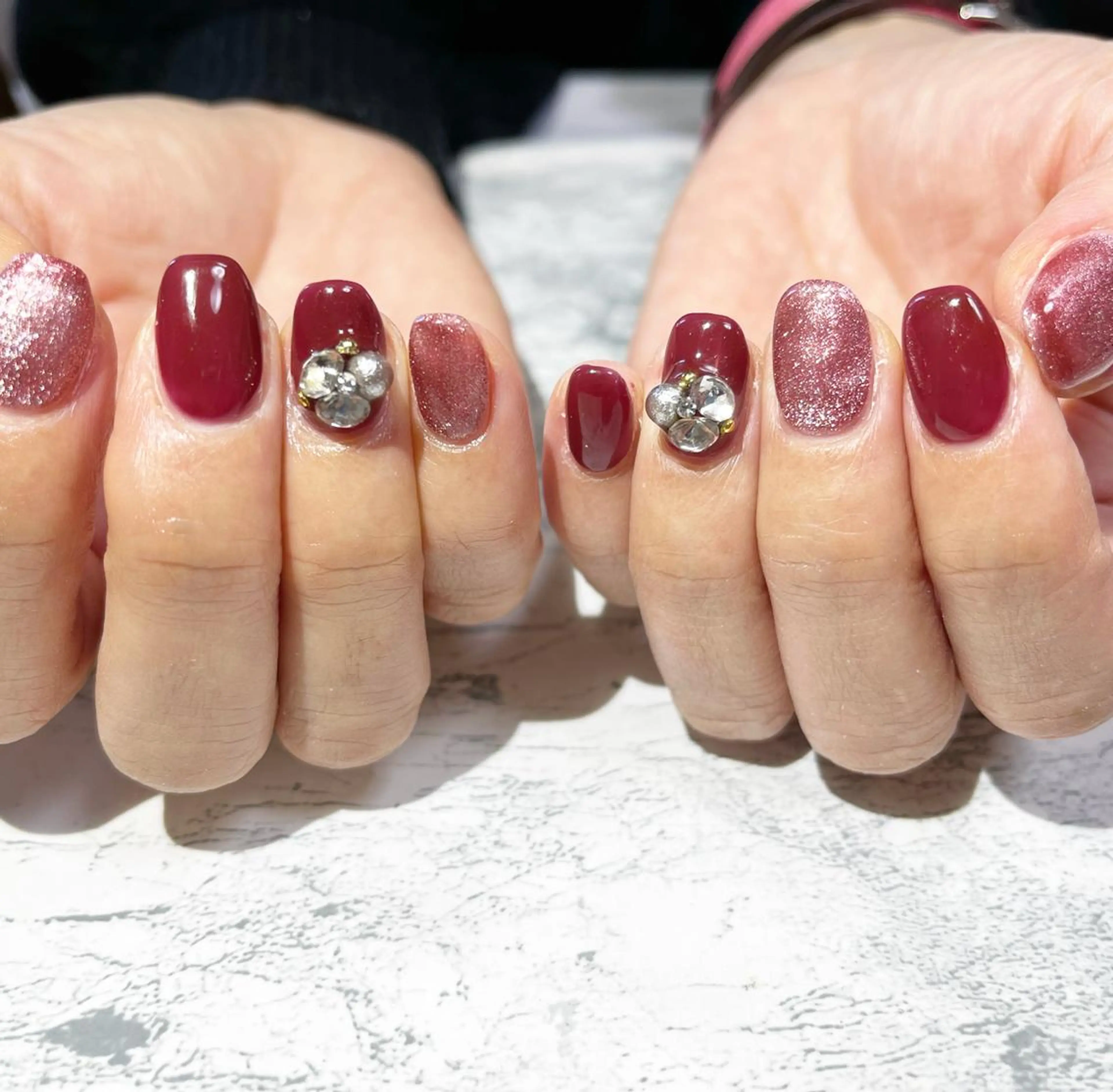 ネイル ボルドー フットネイル ニュアンスネイル シンプルネイル 春ネイル ネイル フフラ所属・nail fufla ♡yamane♡のネイルデザイン