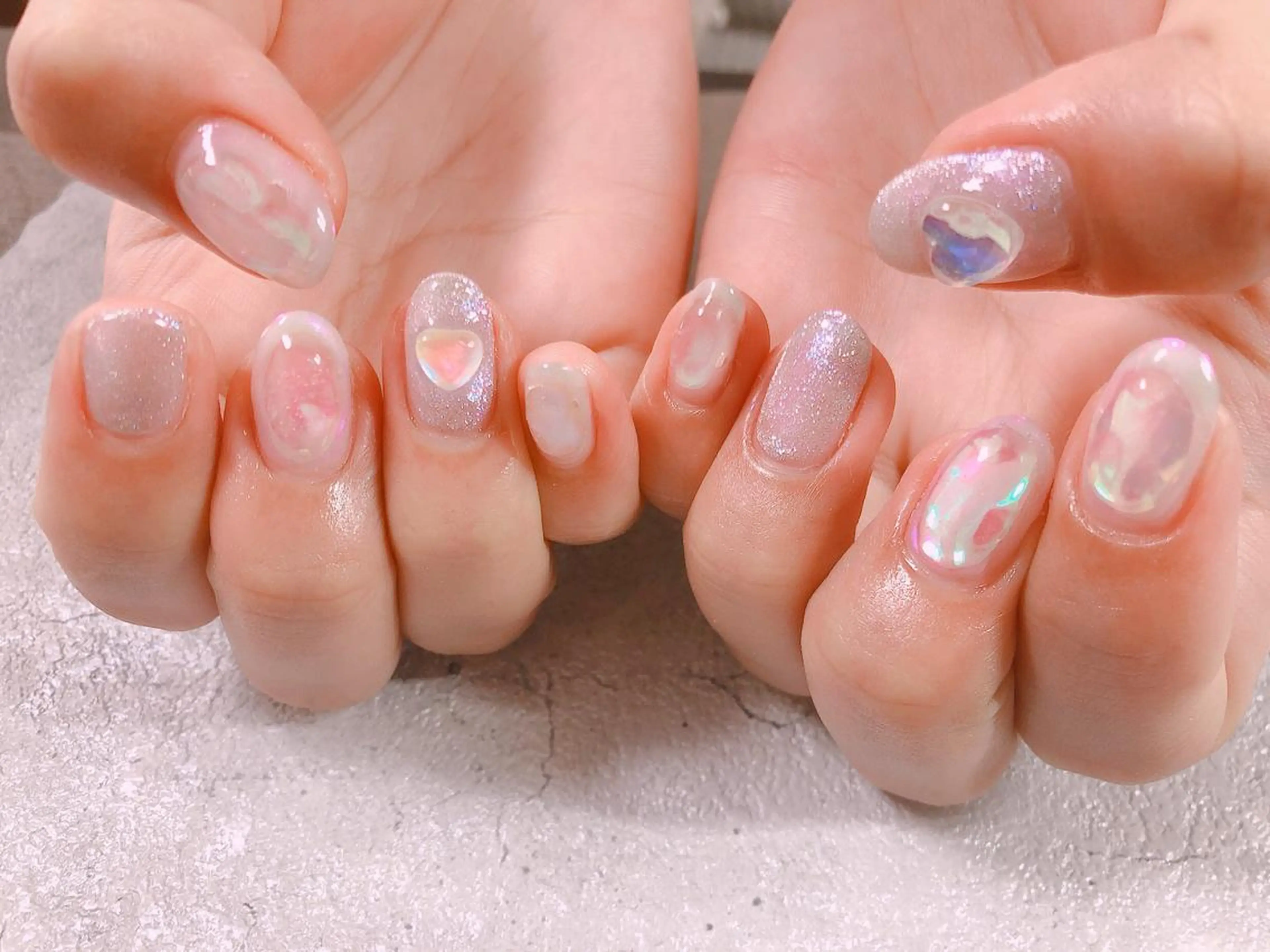 ネイル 氷ネイル・うるうるネイル ハンドネイル kiki nail 二子玉川のネイルデザイン