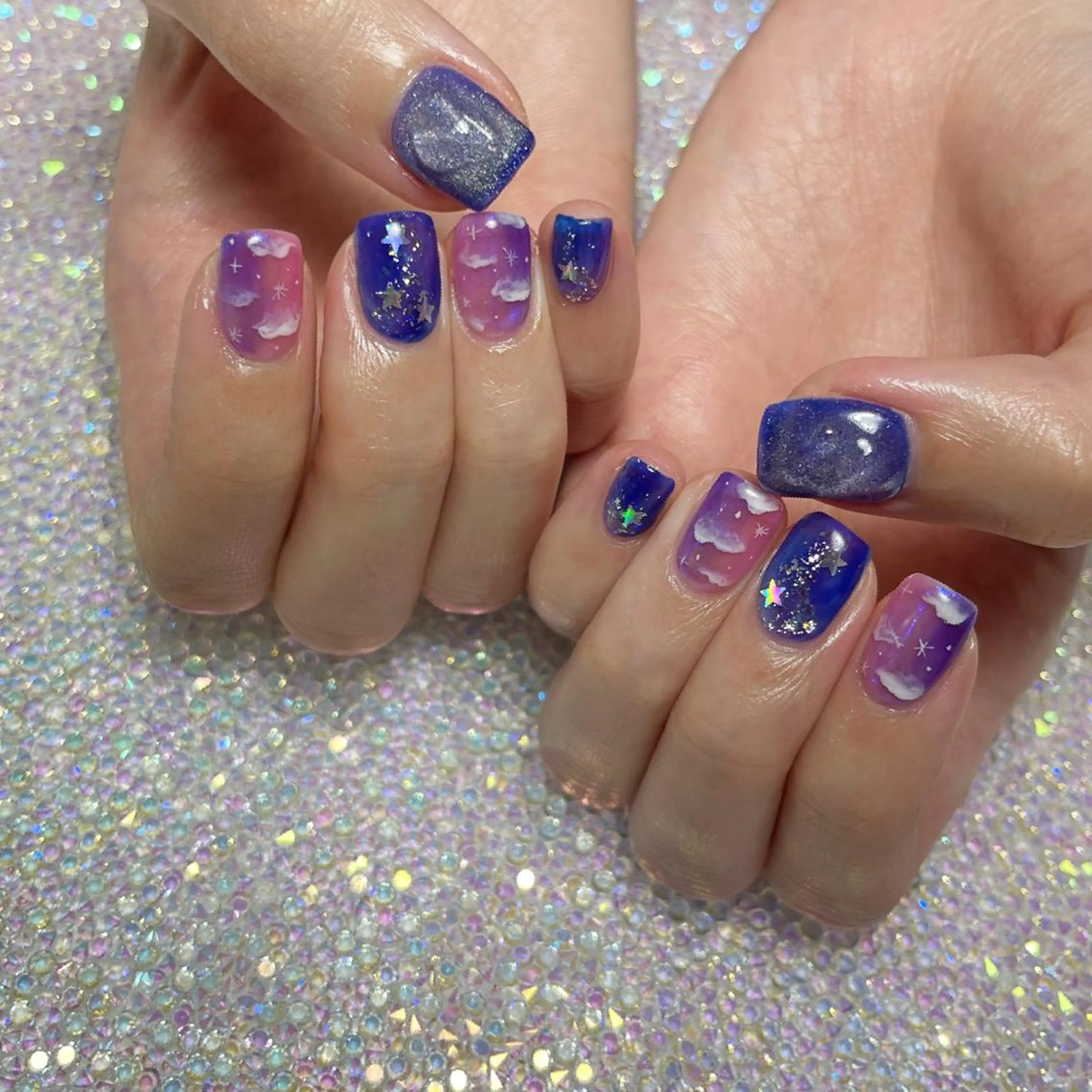 ネイル アートネイル フットネイル ジェルネイル キラキラネイル 韓国ネイル Y nail なんば堀江店のネイルデザイン