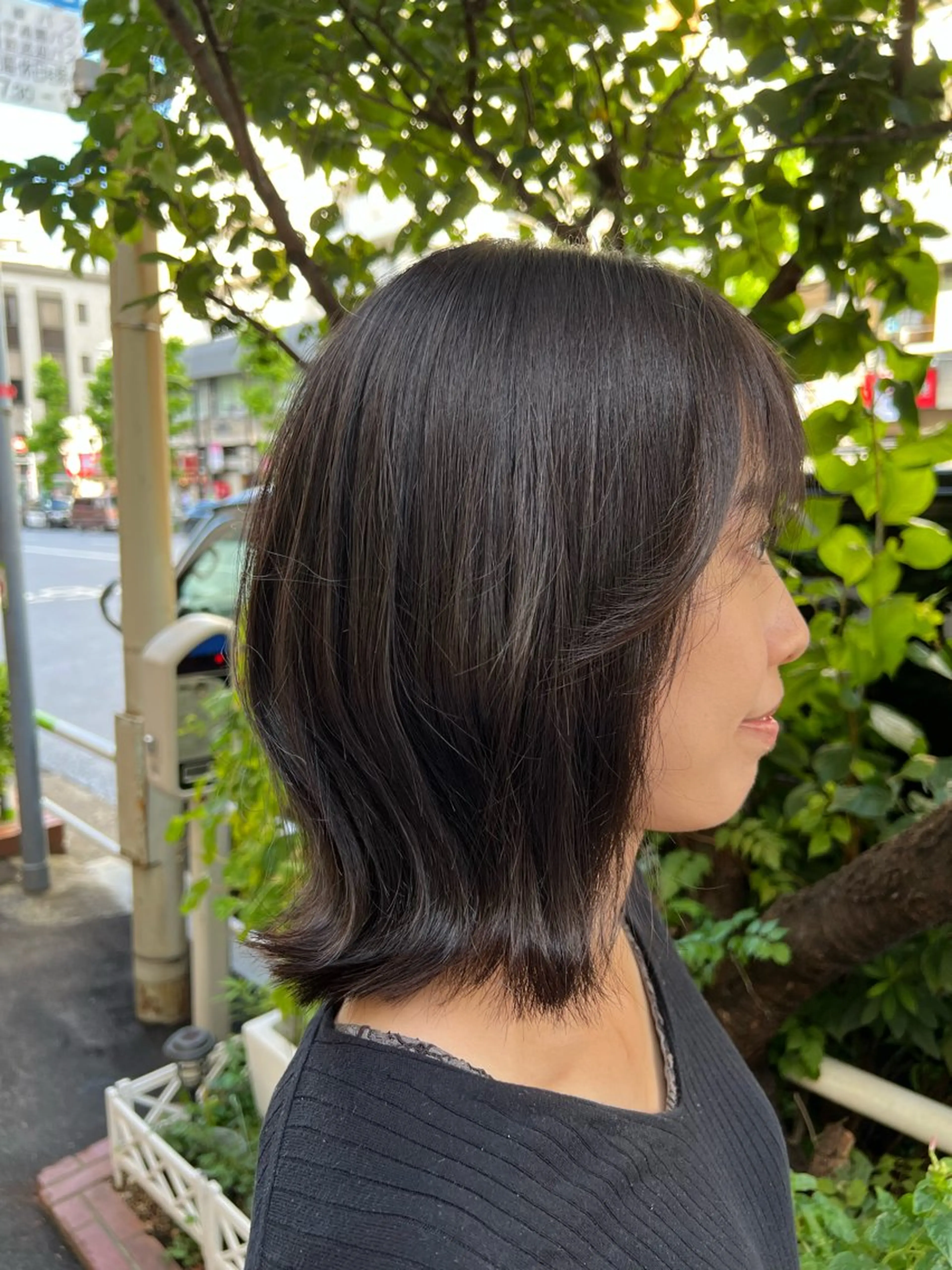 ミディアム ボブ くびれヘア レイヤーカット カット ヘアカラー 【髪質改善/縮毛矯正 /カラー】ホサカのヘアスタイル