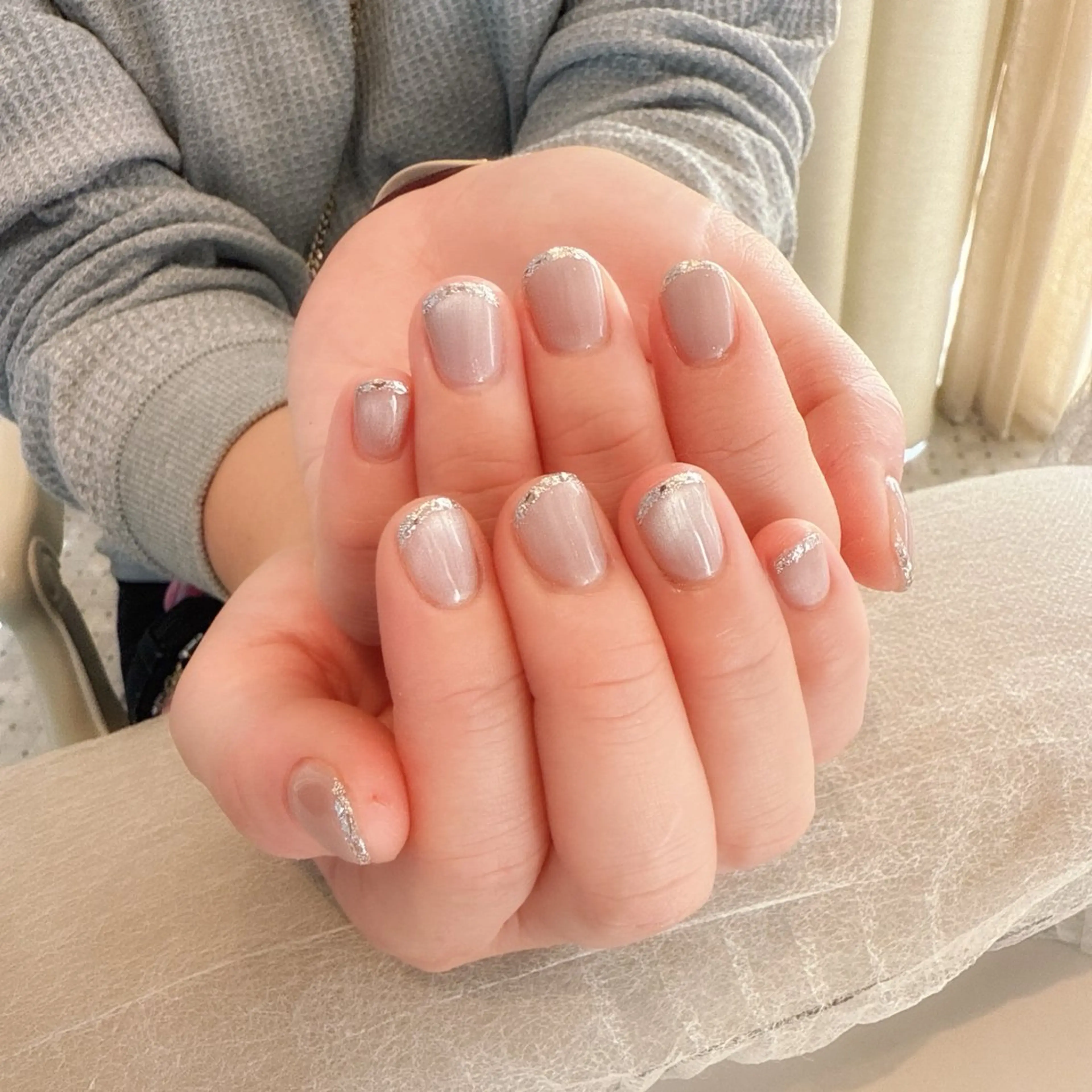 （（オフケア込み））定額ドレンドデザイン♡ニュアンス•ガラスフレンチ•マグネットの写真