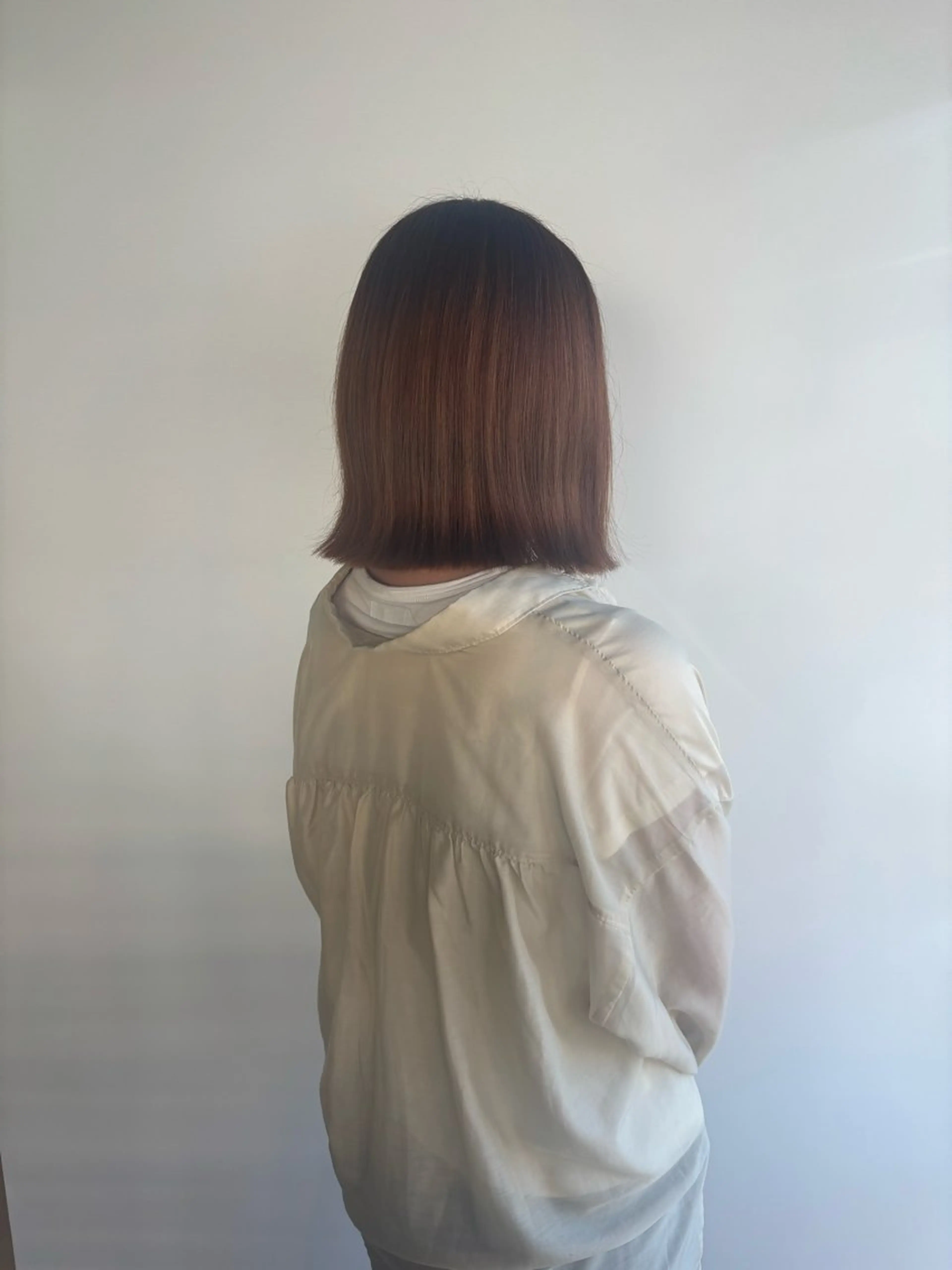 ミディアム ボブ 髪質改善 韓国風ヘア 外ハネヘア カット 縮毛矯正 よしなり あみのヘアスタイル