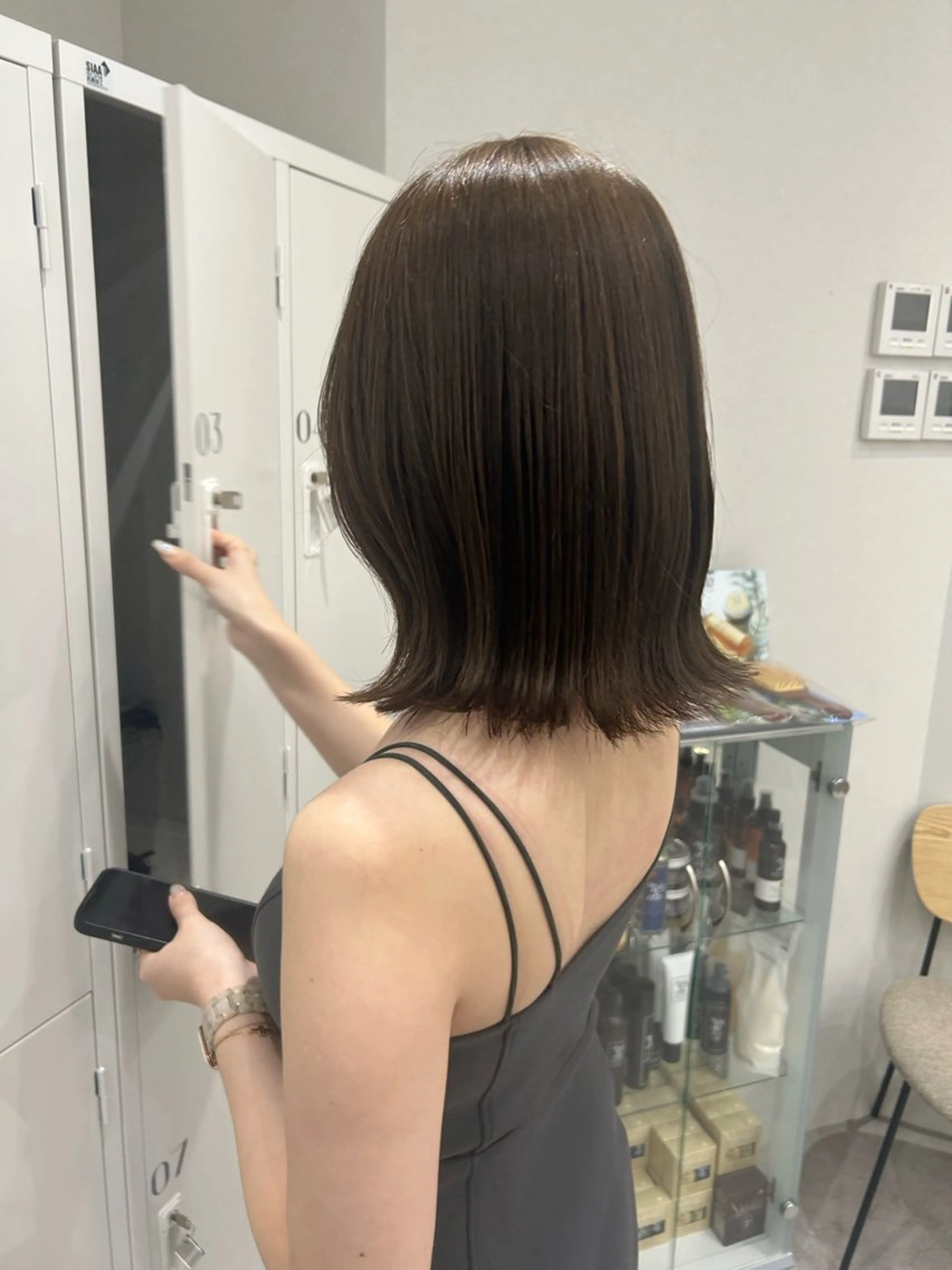 ミディアム カラー ヘアアレンジ アッシュ ベージュカラー ヘアカラー ボブ /ニュアンス/ satomi🧸💖のヘアスタイル