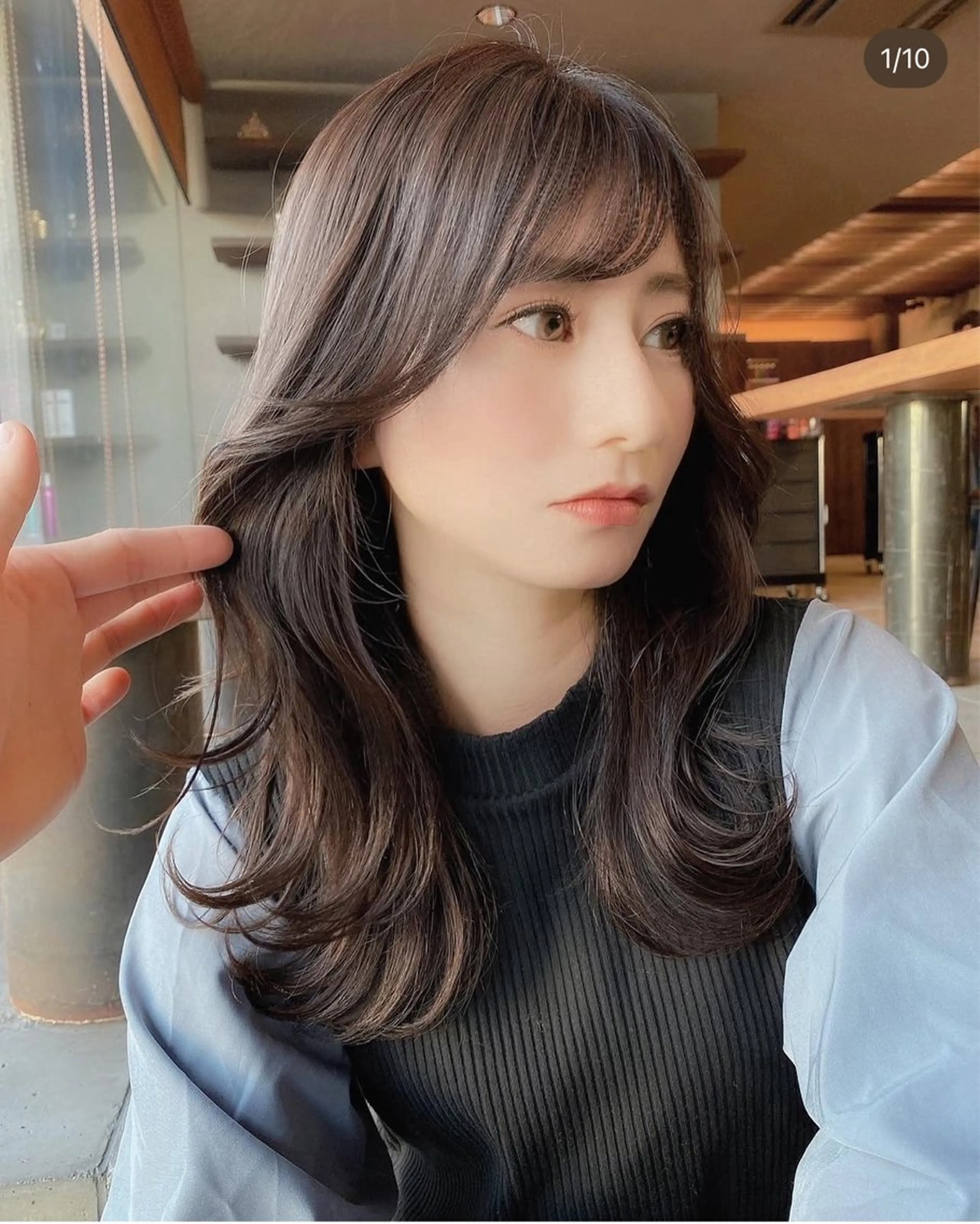 ロング ボブ ハイライト 髪質改善 ヘアカラー 栄ハイトーン/ 透明感/中園薪のヘアスタイル