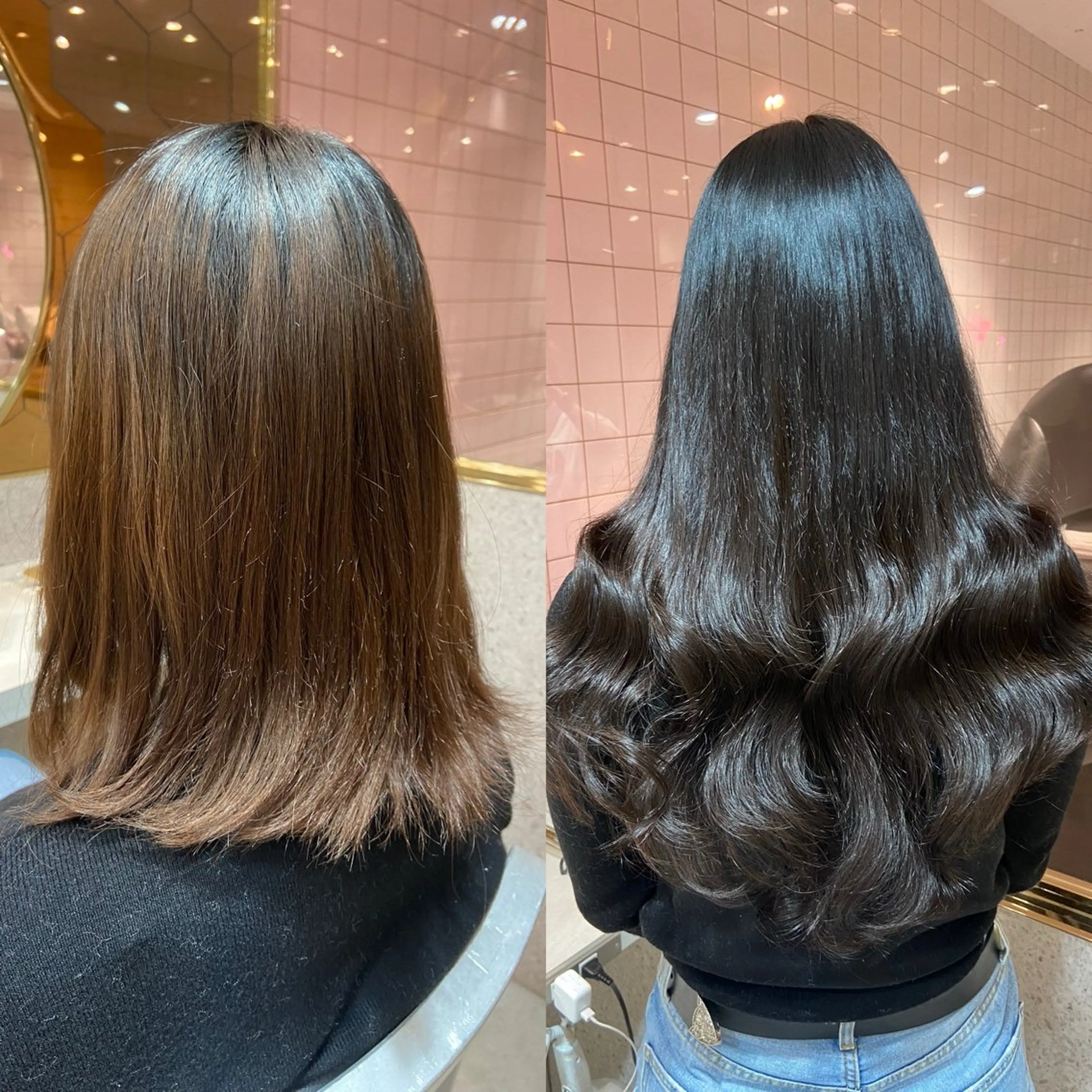 ロング カラー シールエクステ 黒髪 エクステ 韓国風ヘア ロング カット ヘアカラー エクステ 新宿/韓国ヘア 中明度カラー/かやのヘアスタイル