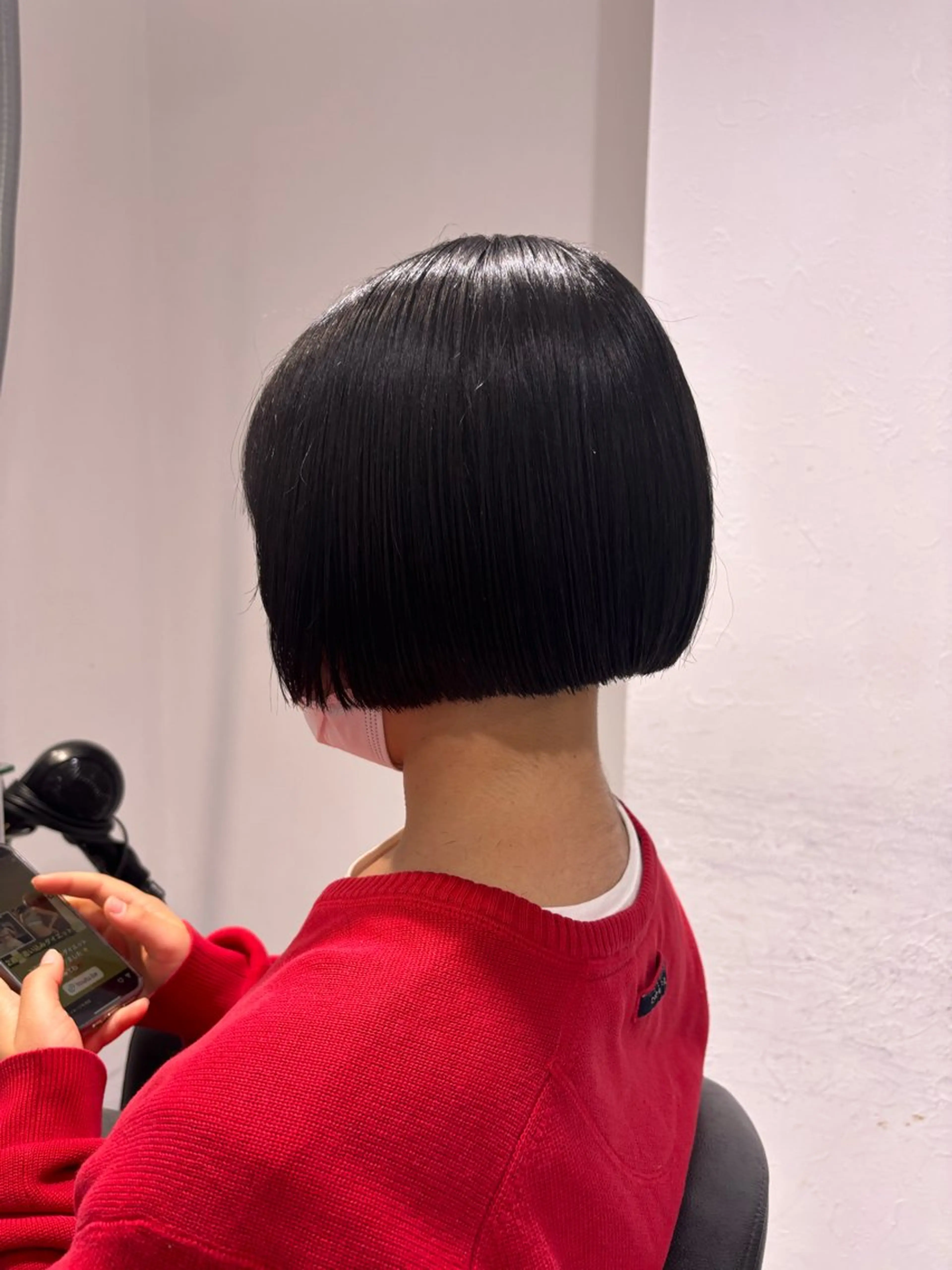 ショート カラー 黒髪 ブルーカラー ブルーブラック ダークグレー ダークグレージュ カット ヘアカラー トリートメント ヘッドスパ ヘアセット 表参道♡暗髪^ྀི 艶カラー♡アユミのヘアスタイル