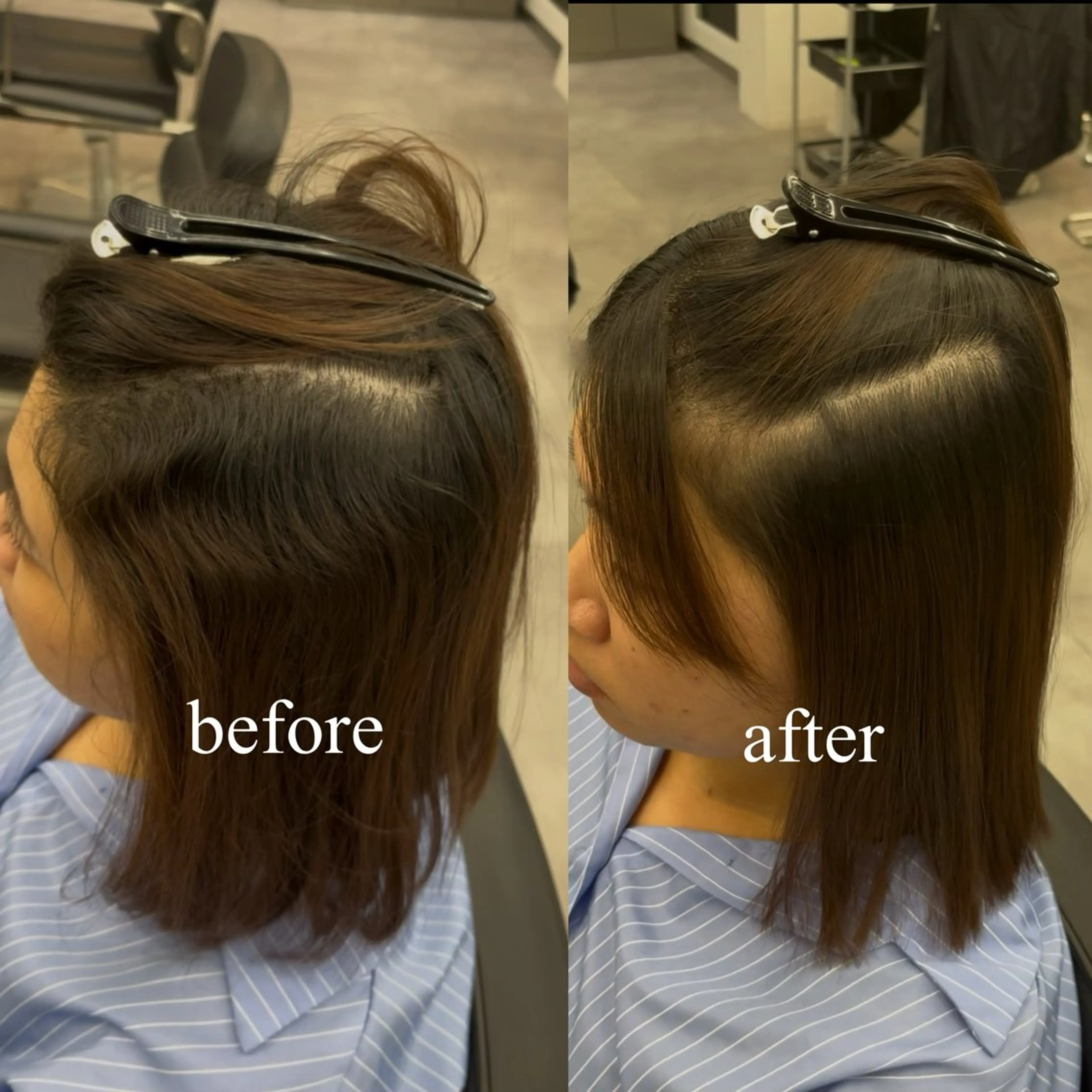 ミディアム パーマ 縮毛矯正 酸性ストレート ストレートパーマ 縮毛矯正 ブリーチ矯正/ ブリーチ特化mikaのヘアスタイル