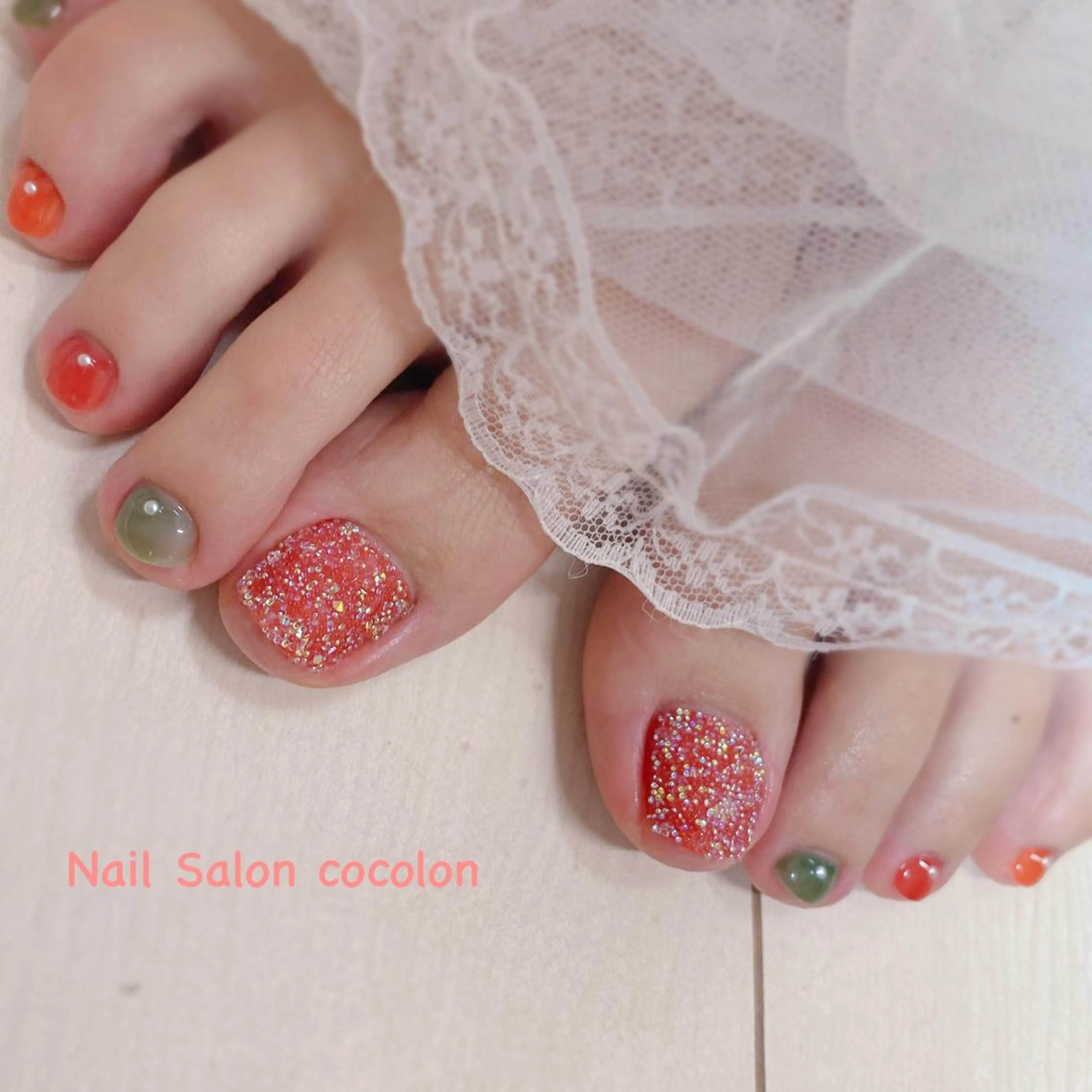 ネイル アートネイル ストーンネイル フットネイル 柴崎 美幸のネイルデザイン