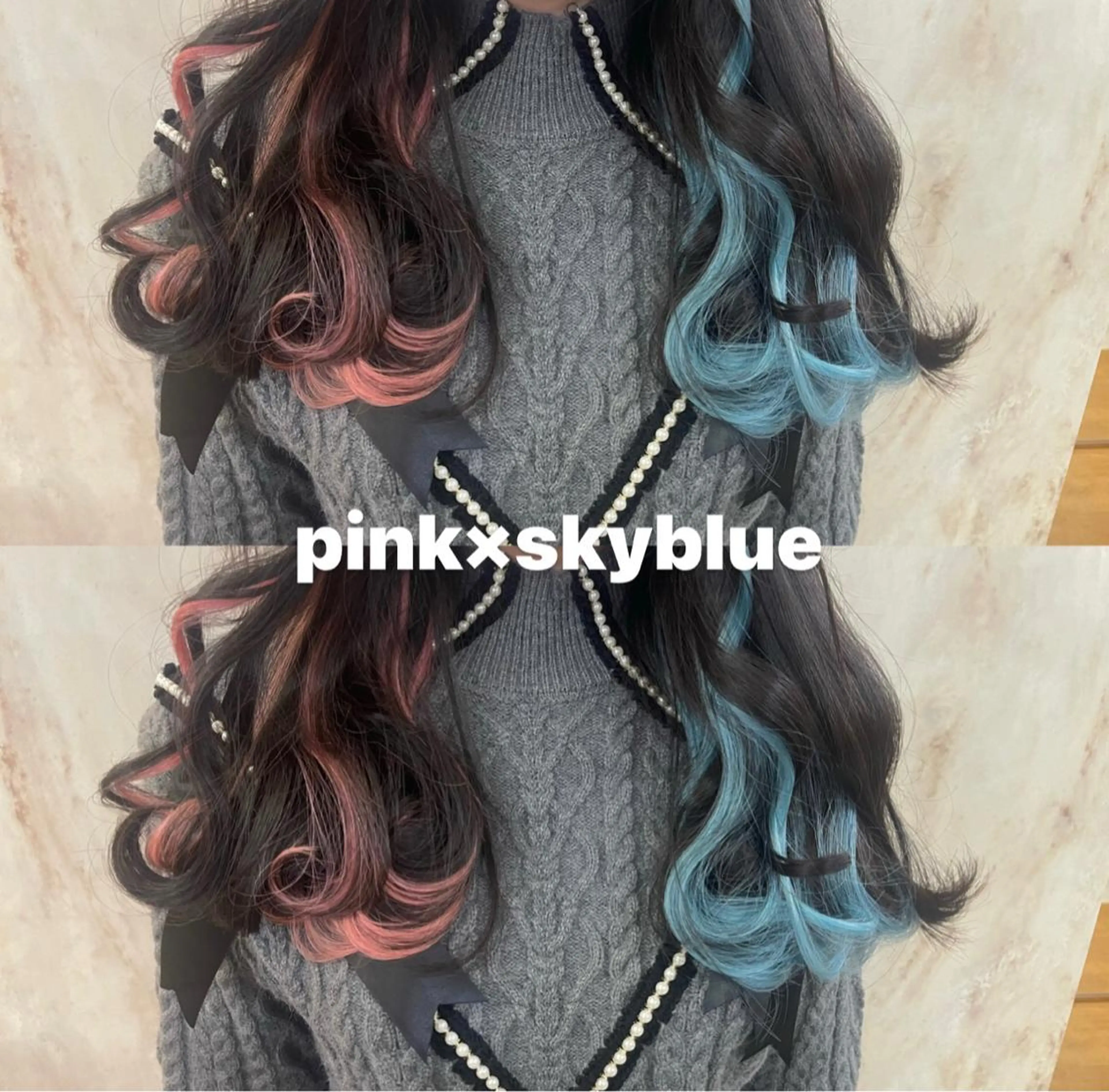 セミロング シールエクステ エクステ ハイライト 髪質改善 ヨシンモリ エクステ 🦋ami/浦和 ブリーチカラー🦋のヘアスタイル