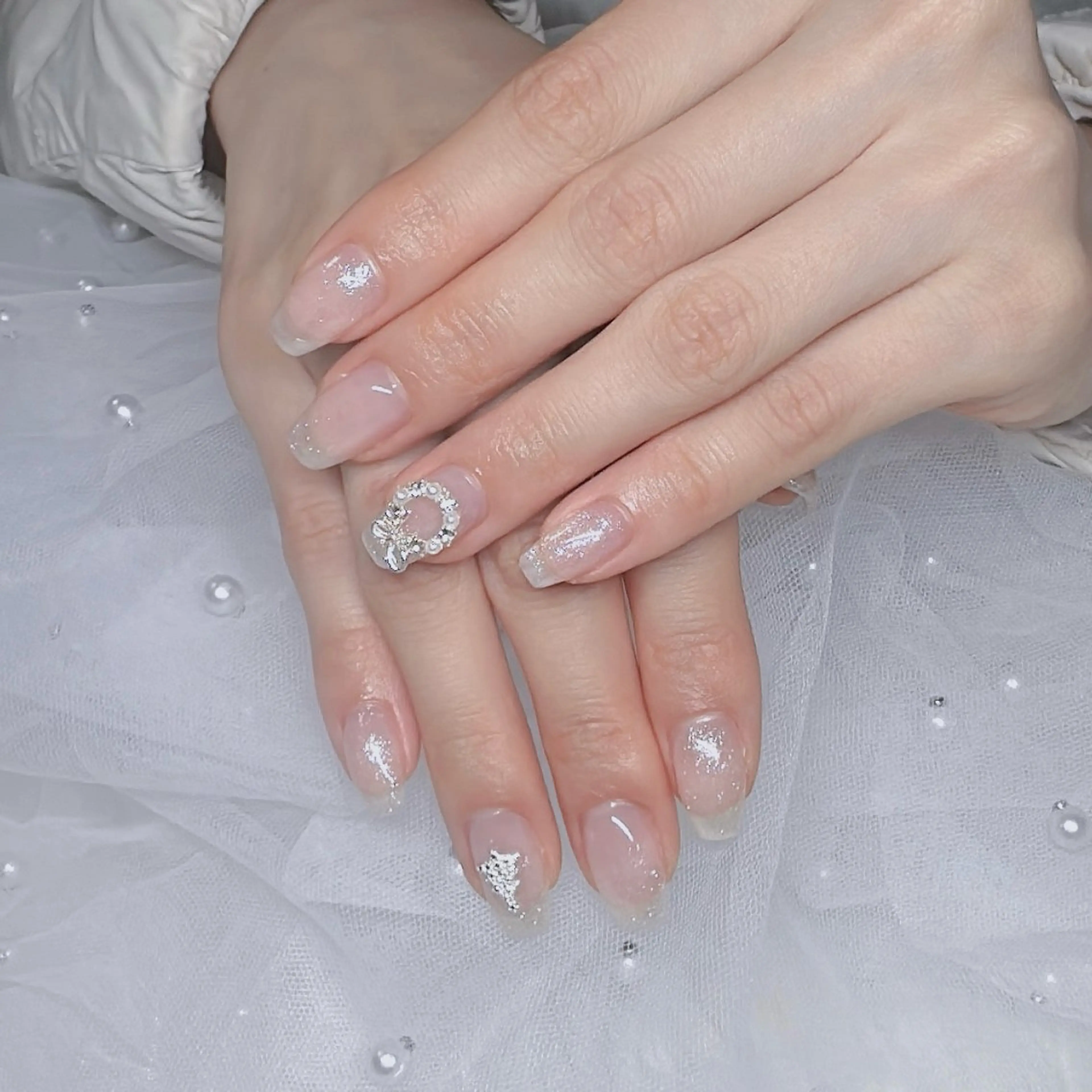 ネイル ラメ(グリッター) ラメグラデーション ワンカラーネイル ハンドネイル Momo🍑 【パラジェル取扱店】のネイルデザイン