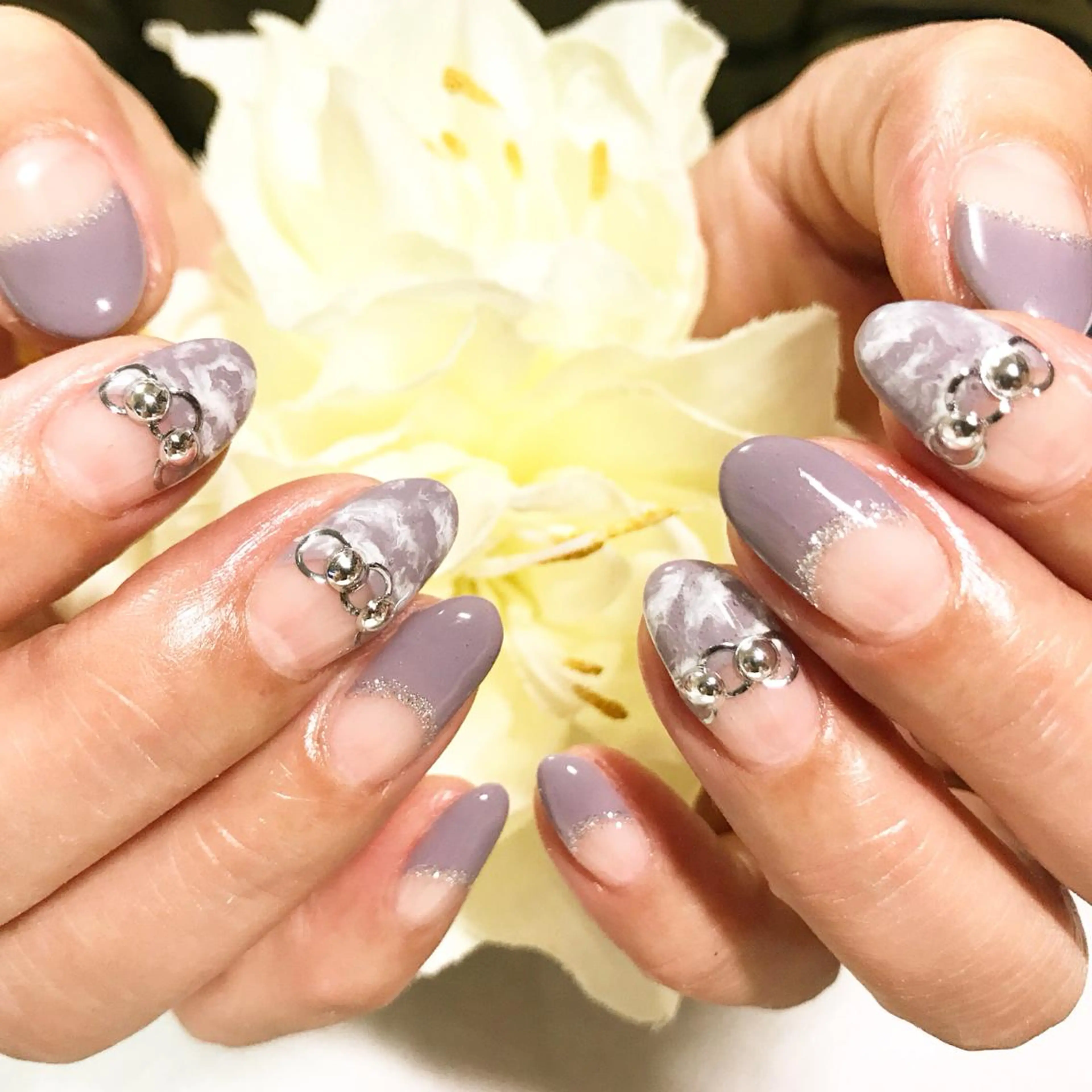 ネイル フットネイル ラメ(グリッター) 大理石ネイル(マーブル) シンプルネイル 春ネイル ネイル フフラ所属・nail fufla ♡yamane♡のネイルデザイン