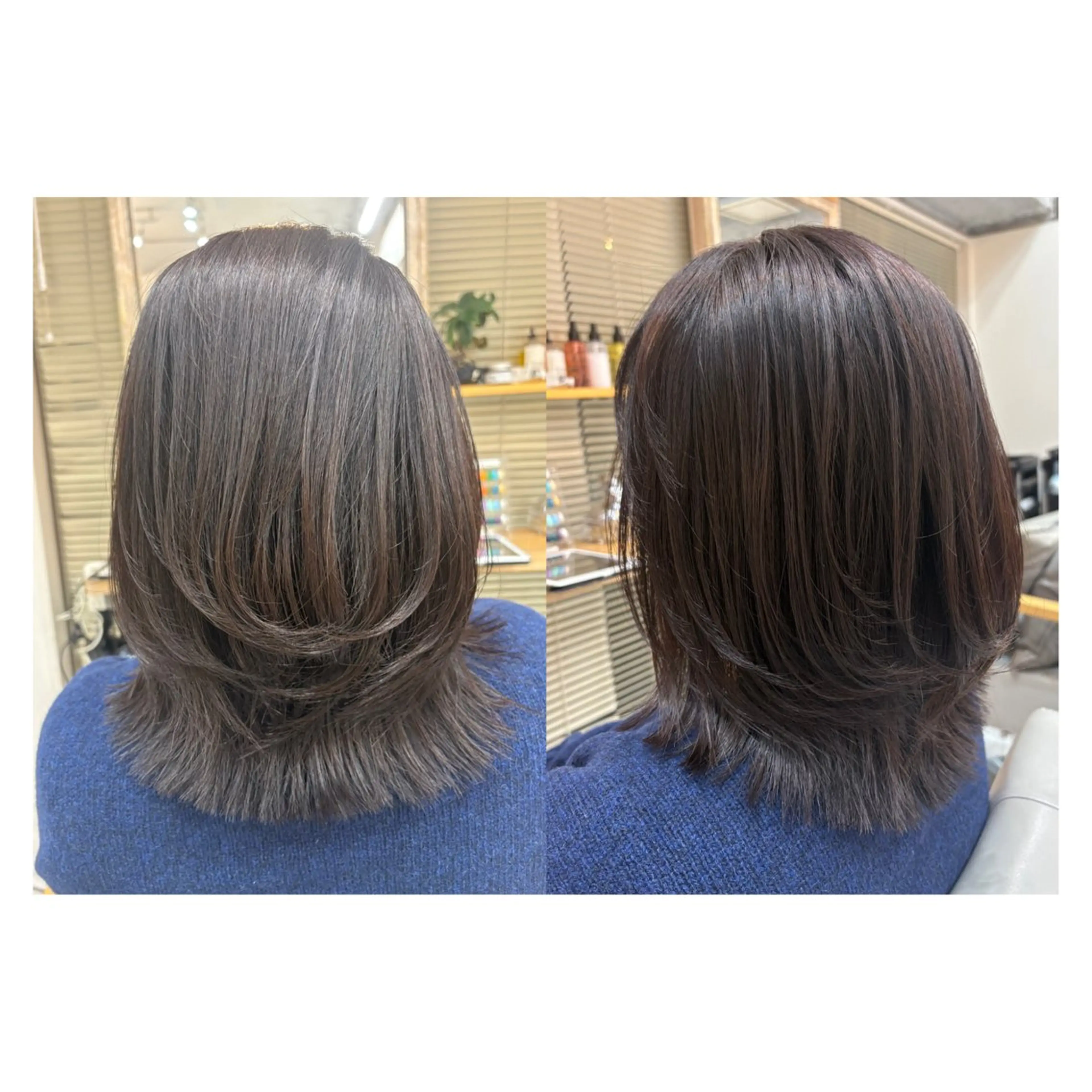 ミディアム レイヤーカット・ 縮毛矯正 星野のヘアスタイル