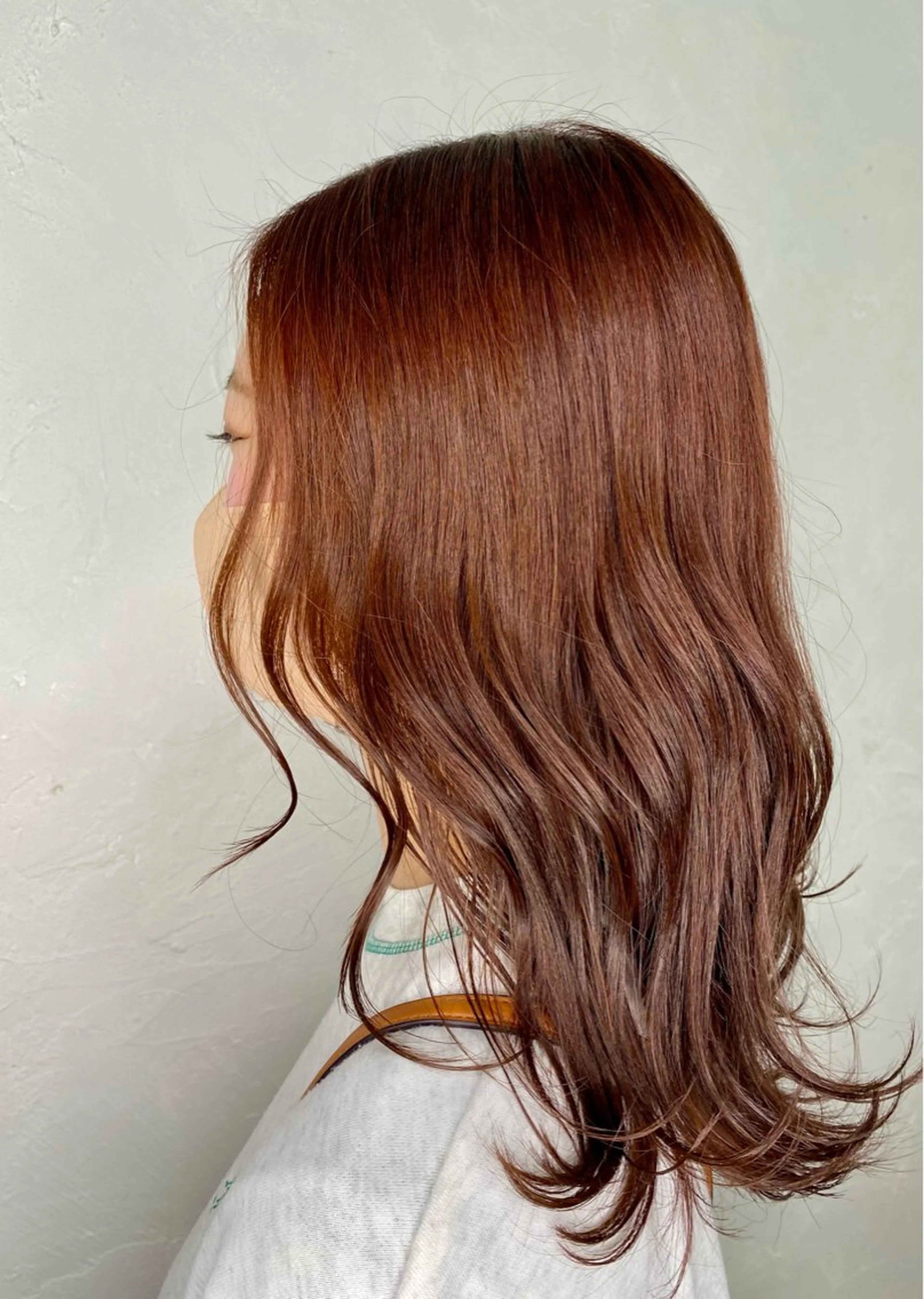 ミディアム オレンジブラウン 北川 飛瑶のヘアスタイル