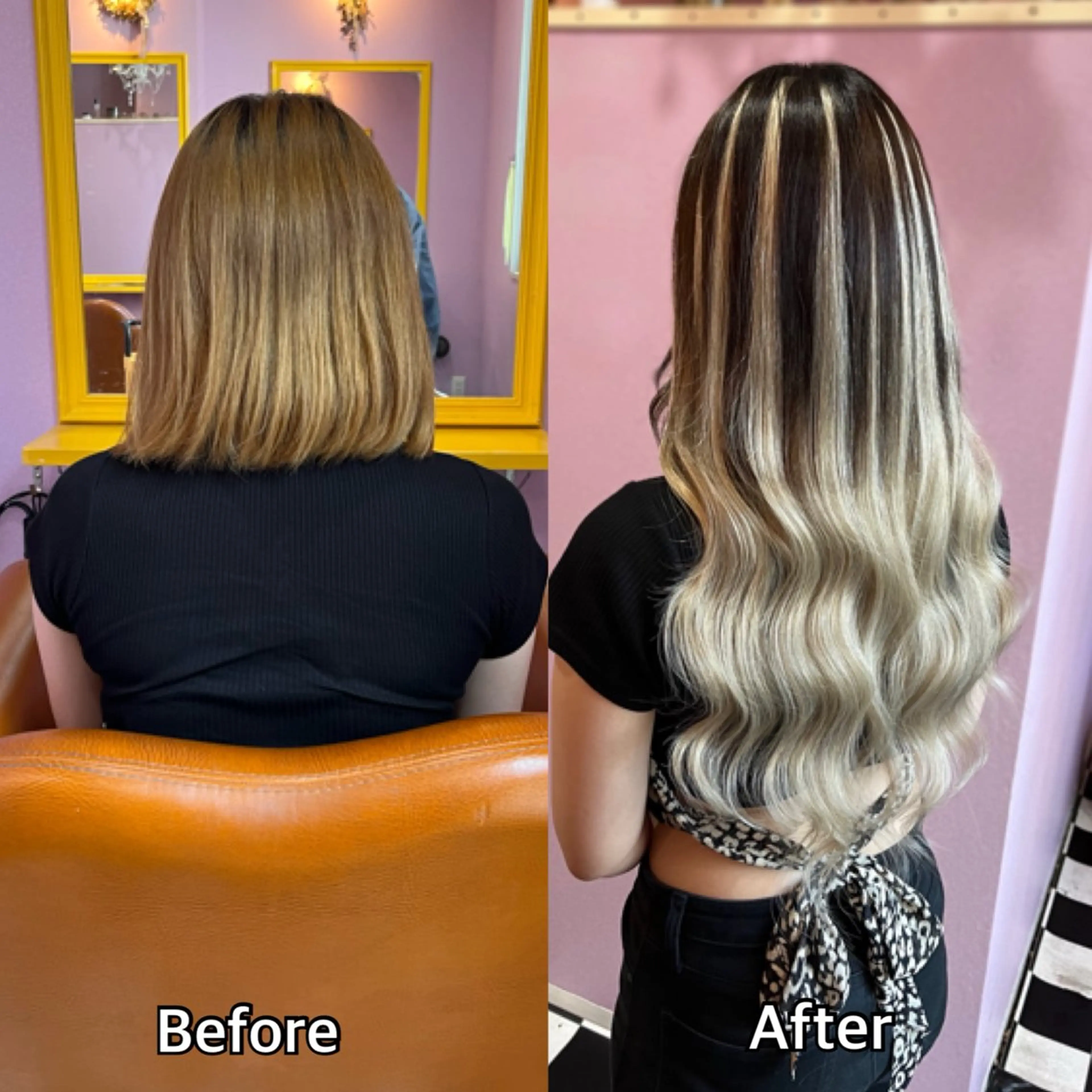 ロング シール＋ちび編み込み エクステ梅田🐨のヘアスタイル