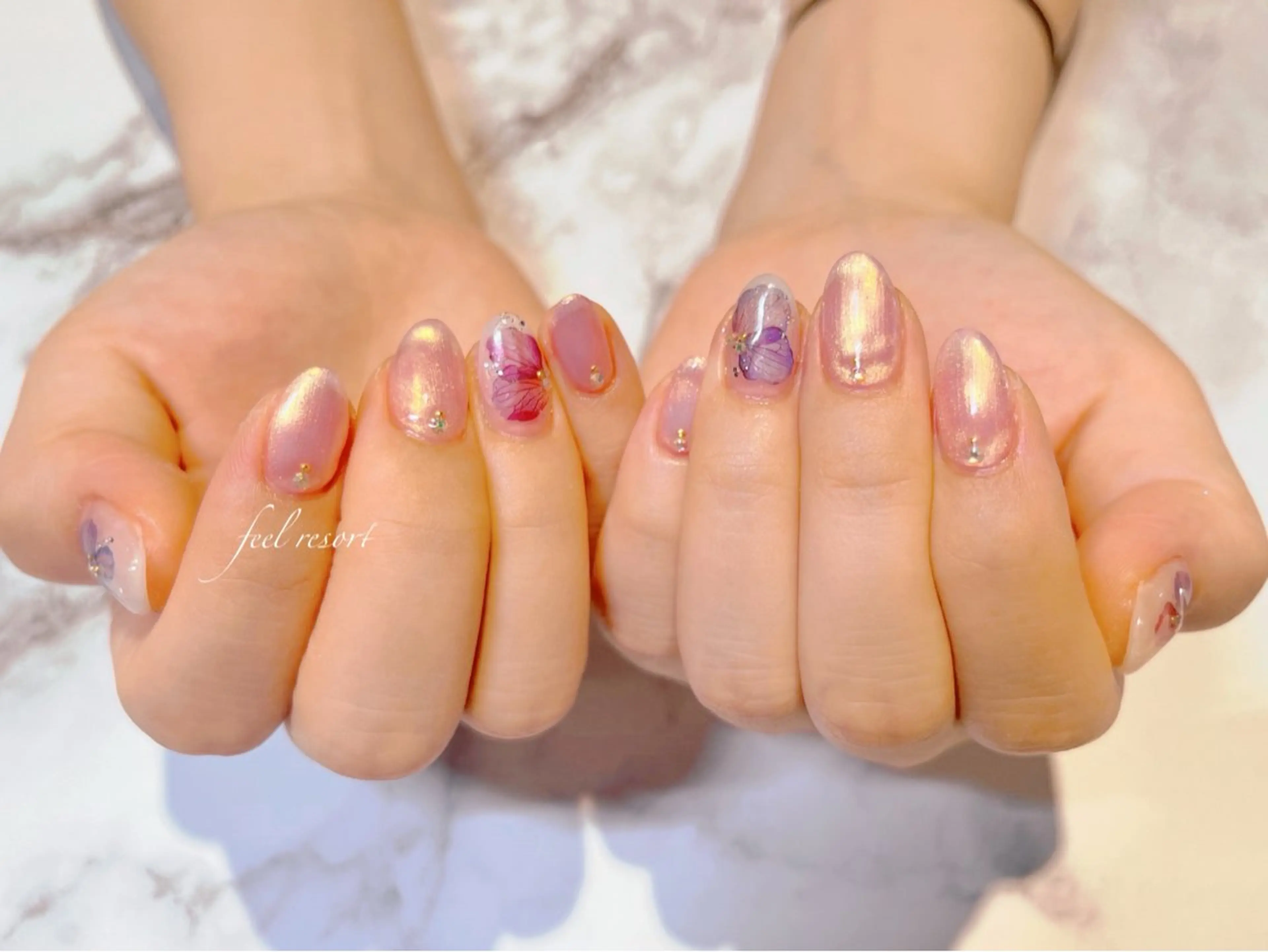 ネイル 長さ出し フットネイル フレンチネイル ジェルネイル ガラスフレンチ ハンドネイル Lien（リアン） 銀座駅6分のネイルデザイン