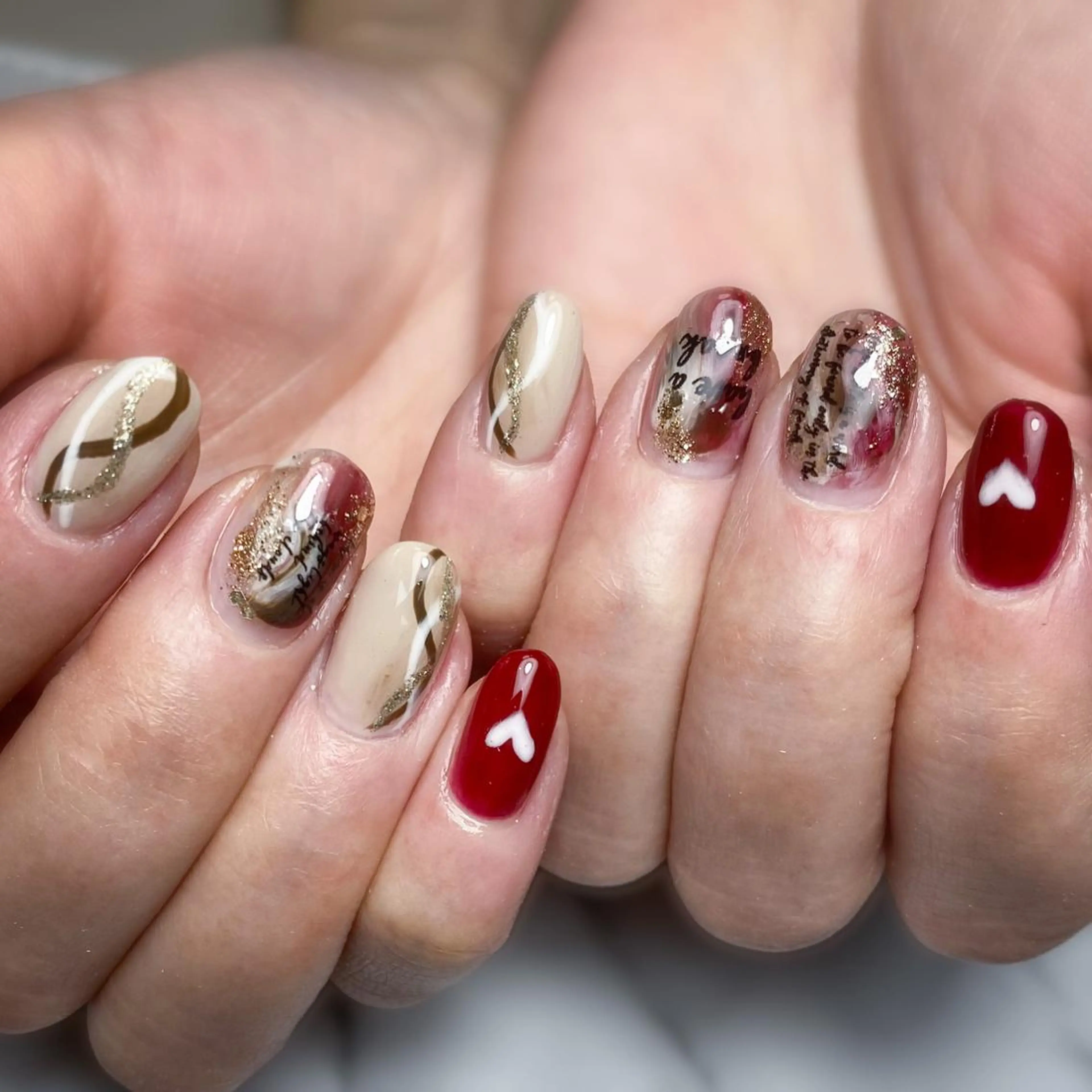 ネイル バレンタイン ハンドネイル &.nail/ ニュアンス/持込み可のネイルデザイン