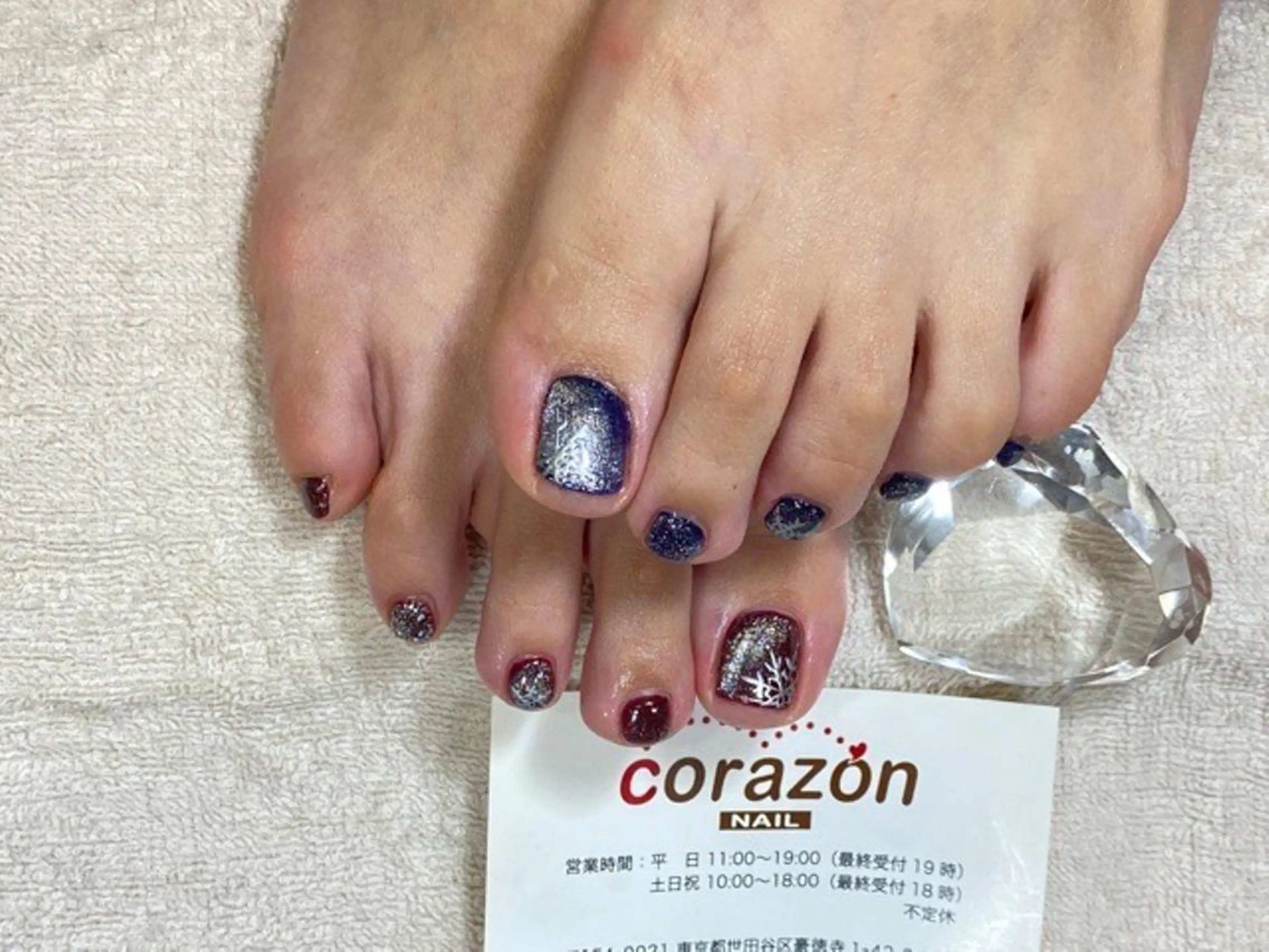 ネイル アートネイル フットネイル マグネットネイル シルバー 冬ネイル corazon所属・ネイリスト aicoのネイルデザイン