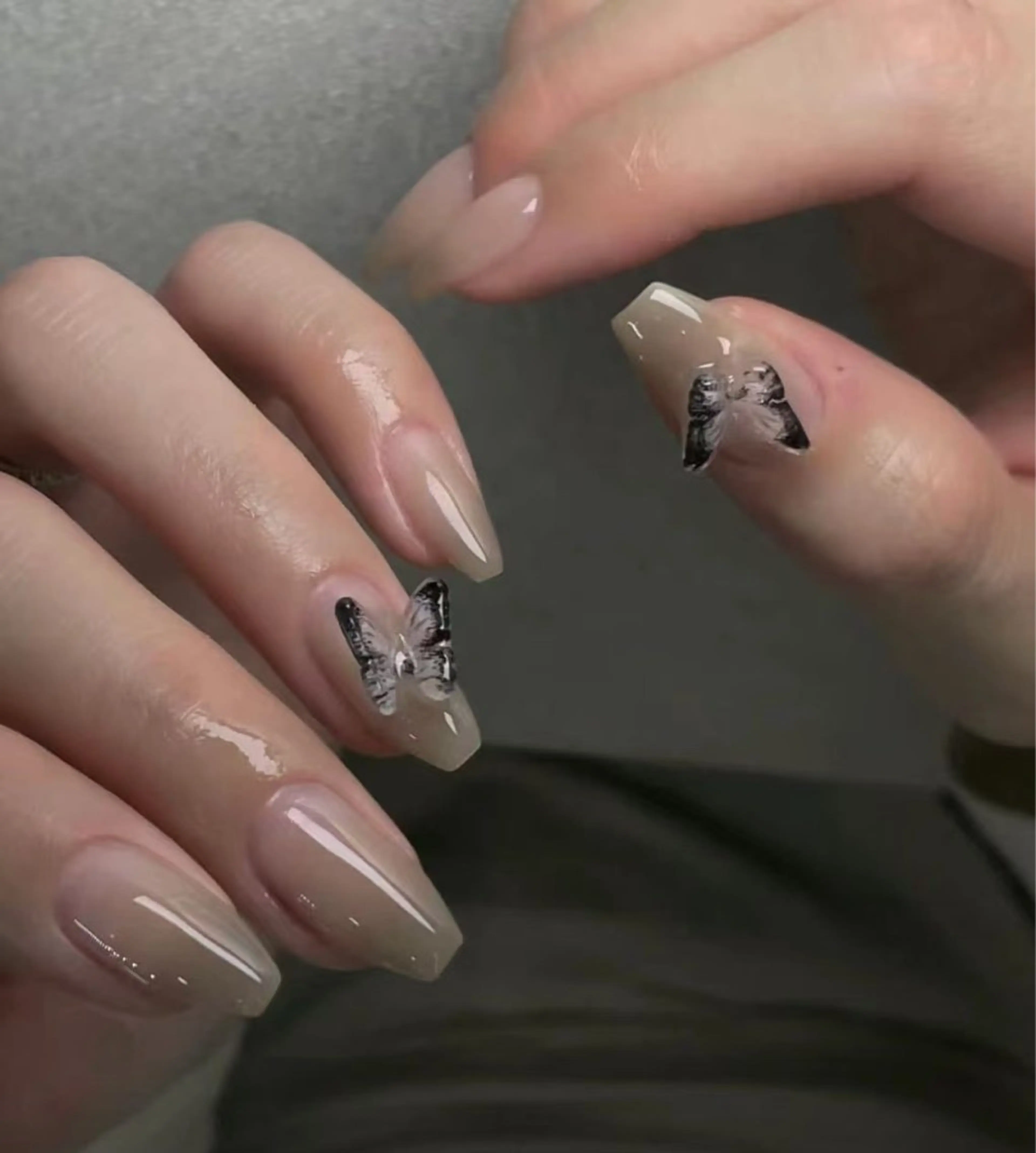 ネイル フラワーネイル フレンチネイル ジェルネイル ガラスフレンチ ハート ハンドネイル BabyYouMi ねねのネイルデザイン