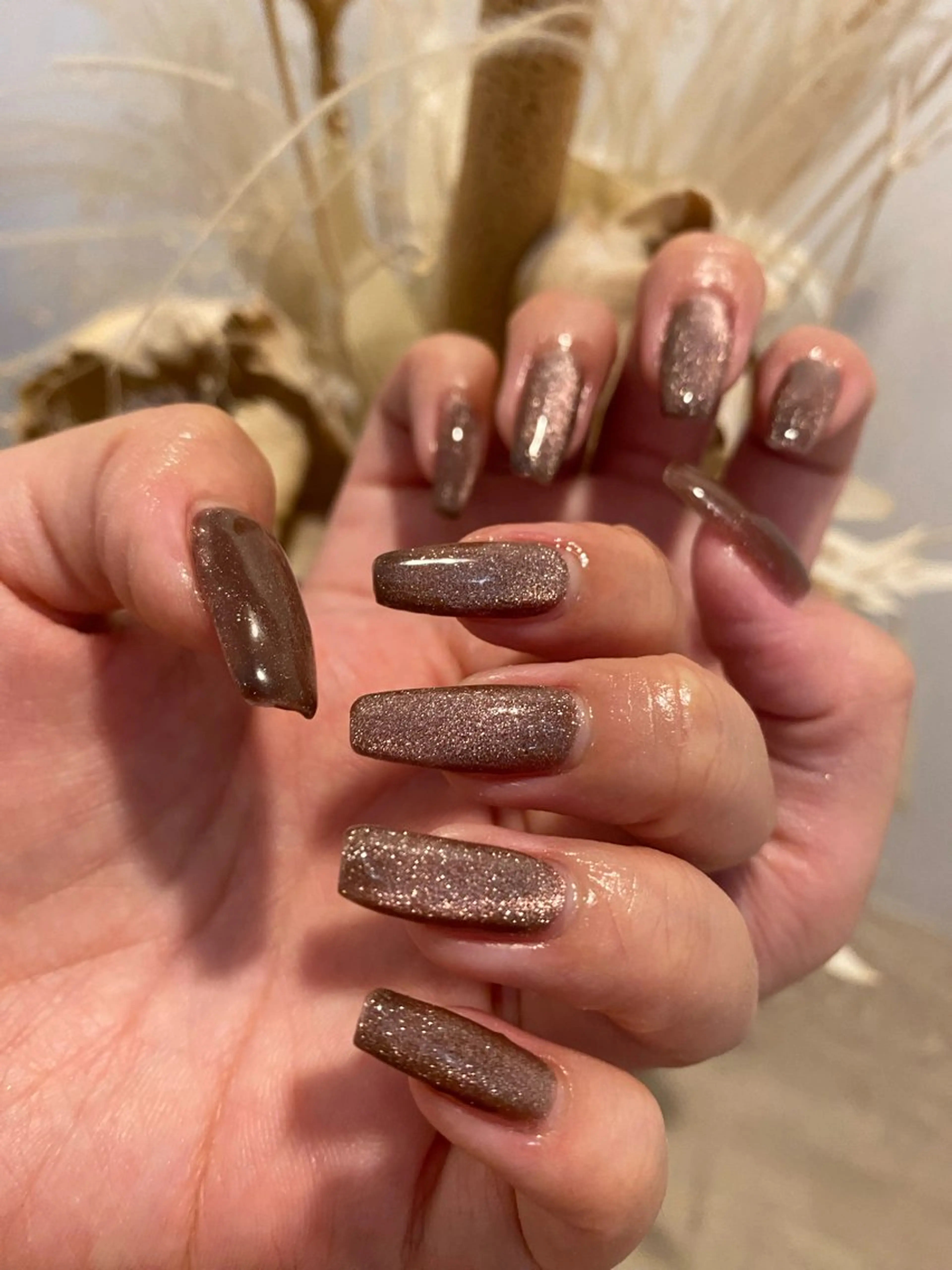 ネイル ブラウン マグネットネイル DEE  nail kahoのネイルデザイン