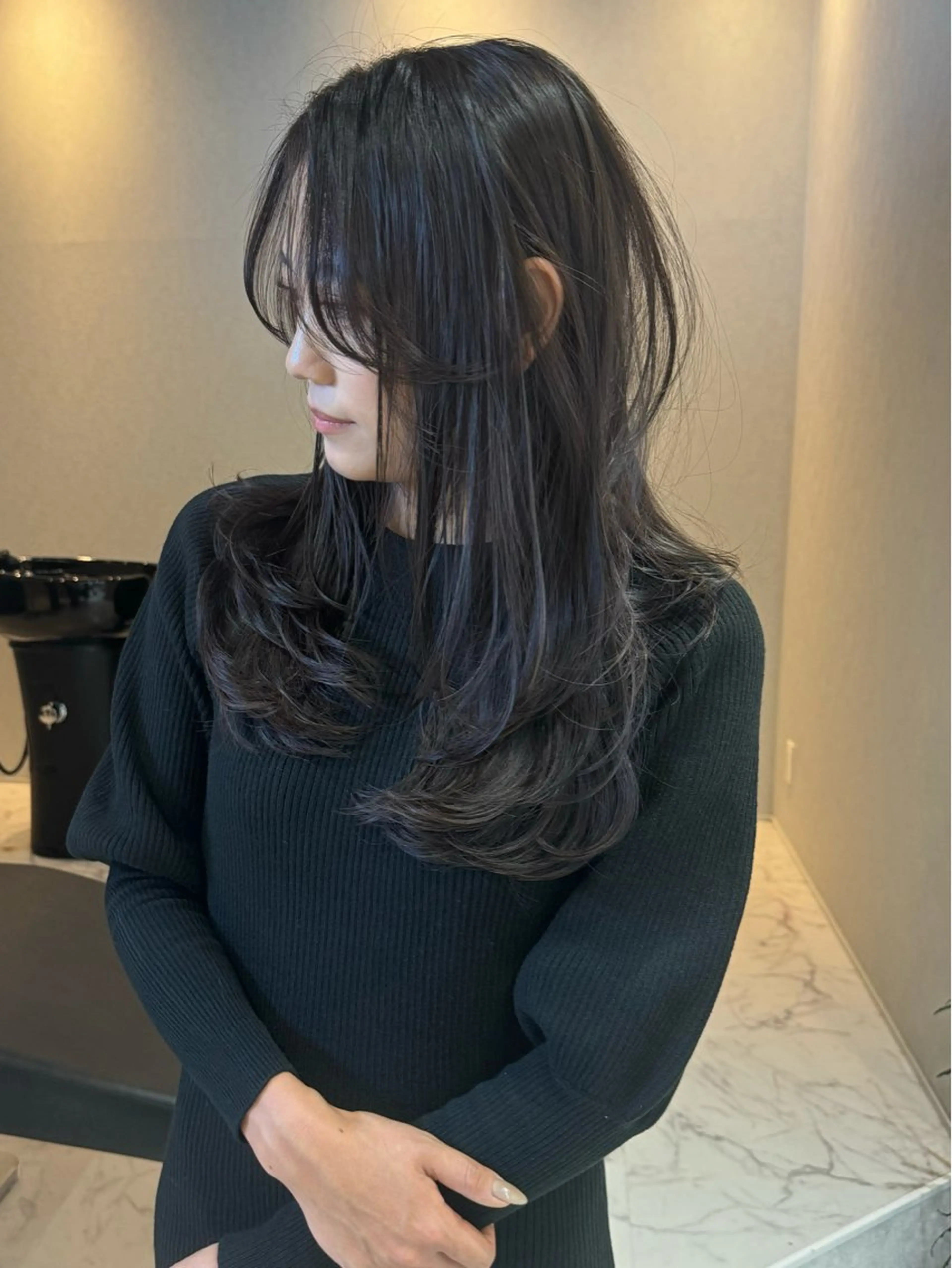セミロング カラー ヘアアレンジ ショートボブ バレイヤージュ ブリーチ ケアブリーチ デザインカラー アンドウ ユウ/ レイヤーカット/韓国のヘアスタイル