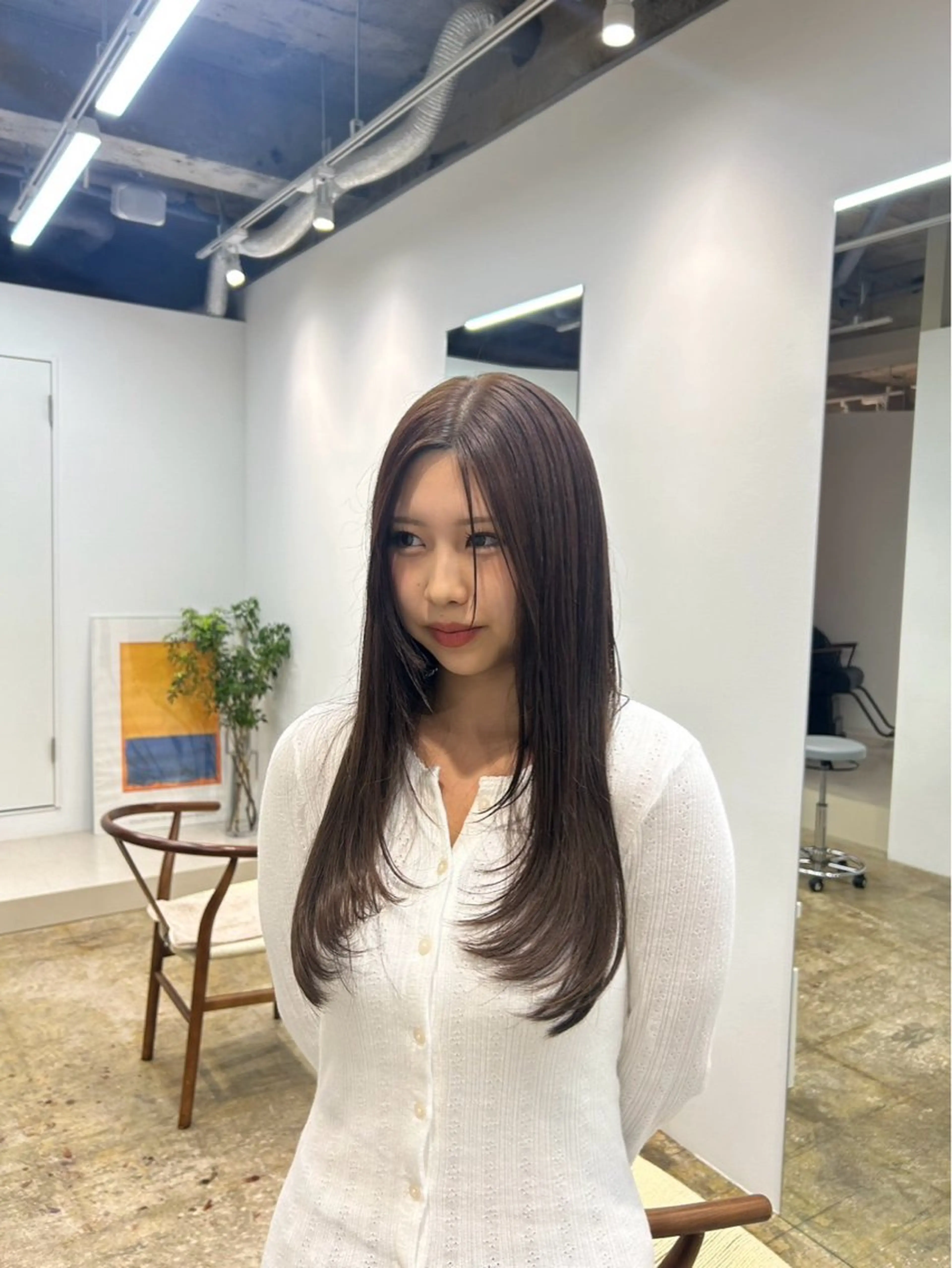 ロング カラー ブラウンカラー カット ヘアカラー H I ＮＡのヘアスタイル