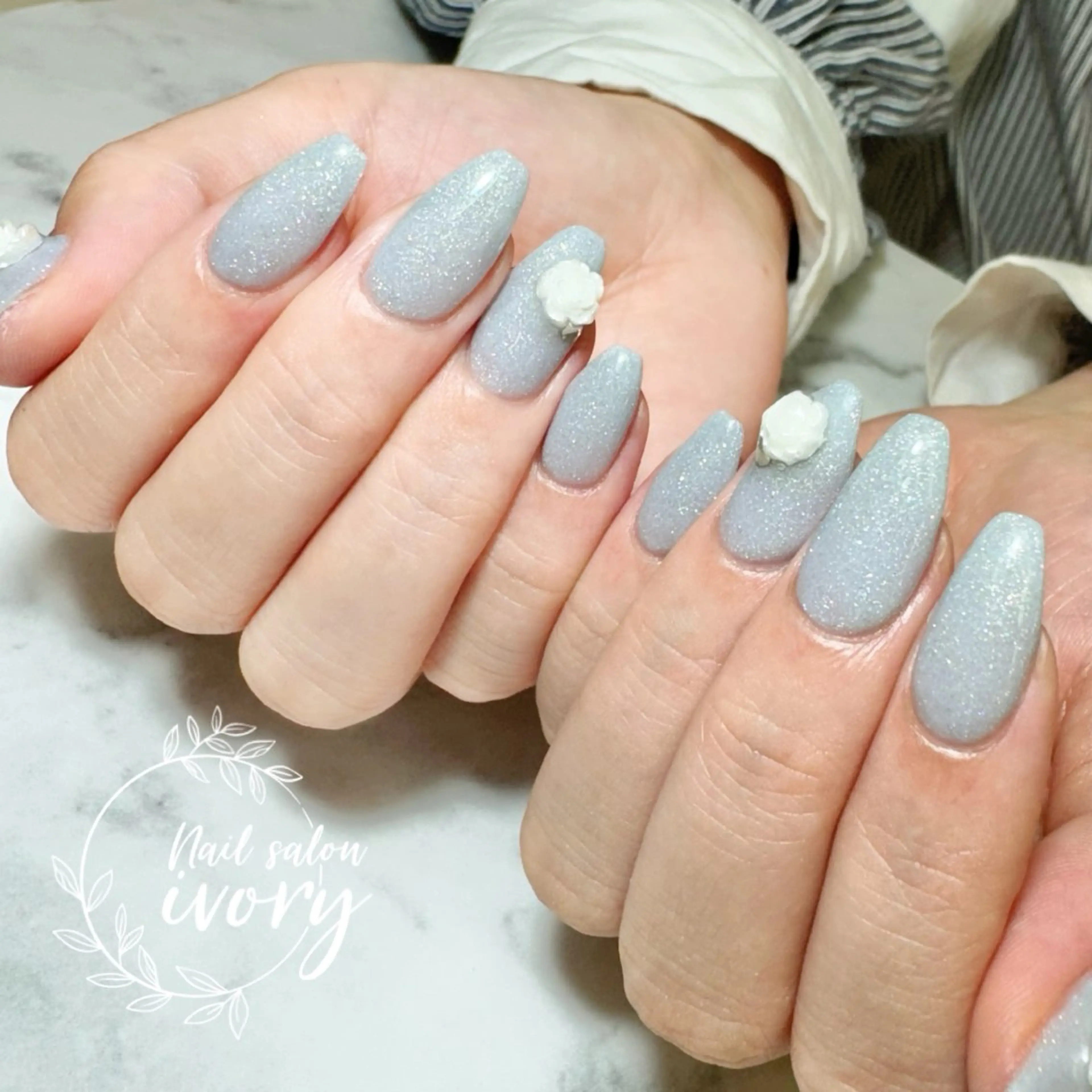 ネイル ブルー ハンドネイル Nail salon ivory所属・矢場町ネイルサロン アイボリーのネイルデザイン