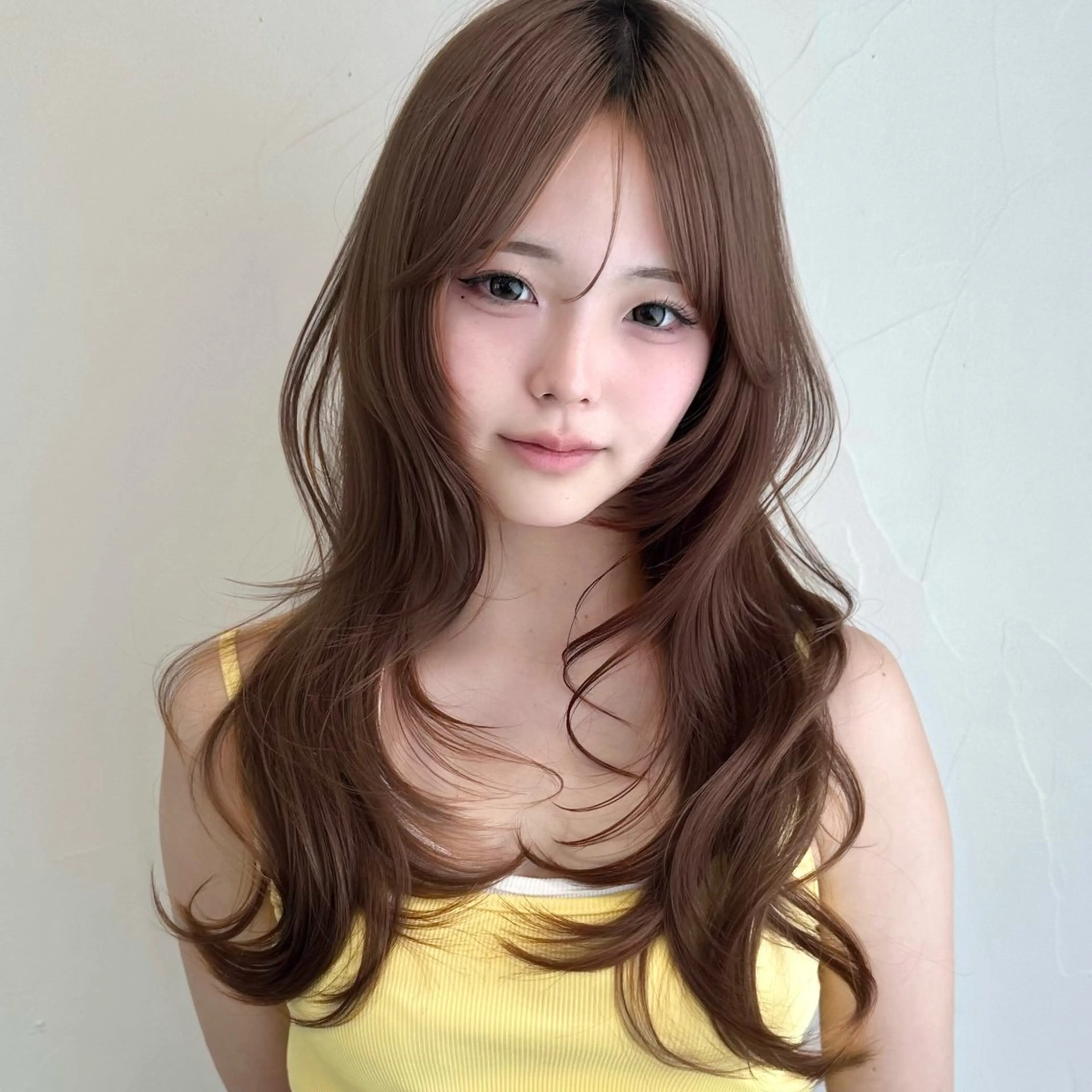 セミロング カット ヘアカラー トリートメント 🌹ハッシュカット、 レイヤー韓国ヘア🌹のヘアスタイル